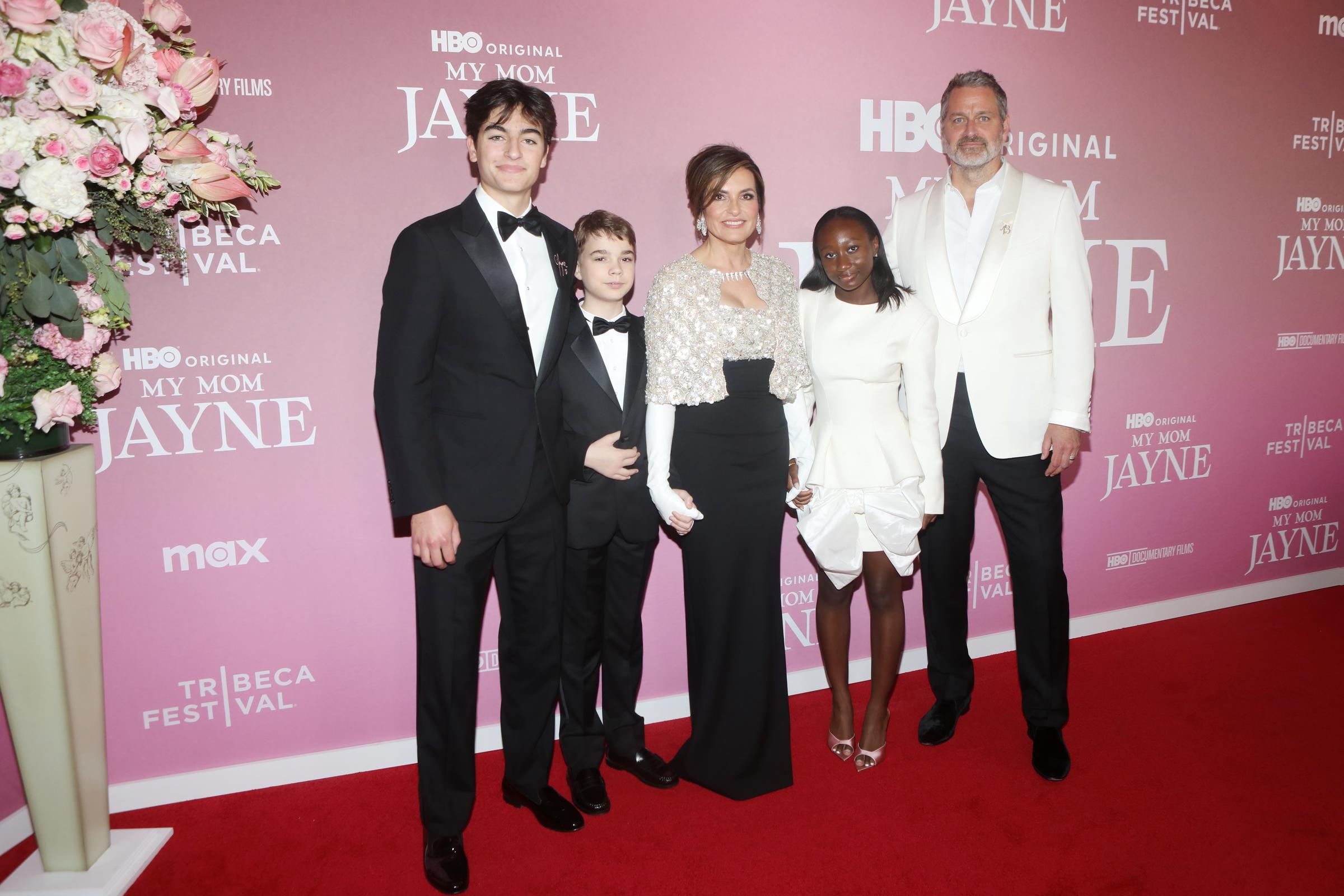 August Miklos Friedrich Hermann, Andrew Nicolas Hermann, Mariska Hargitay, Amaya Josephine Hermann and Peter Hermann attend the "My Mom Jayne: A Film By Mariska Hargitay" premiere during the 2025 Tribeca Festival at Carnegie Hall on June 13, 2025 in New York City | Source: Getty Images