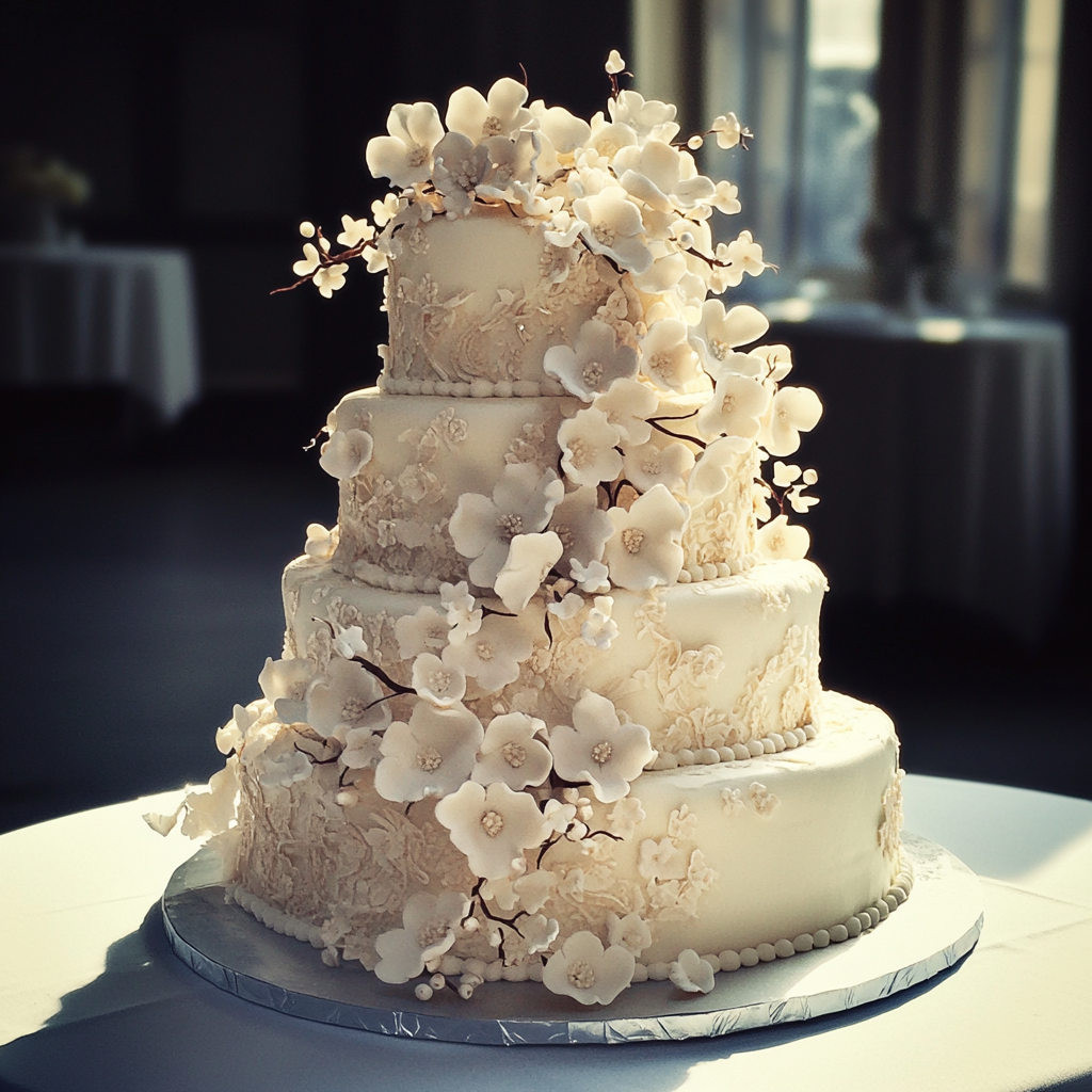 A fancy wedding cake | Source: Midjourney