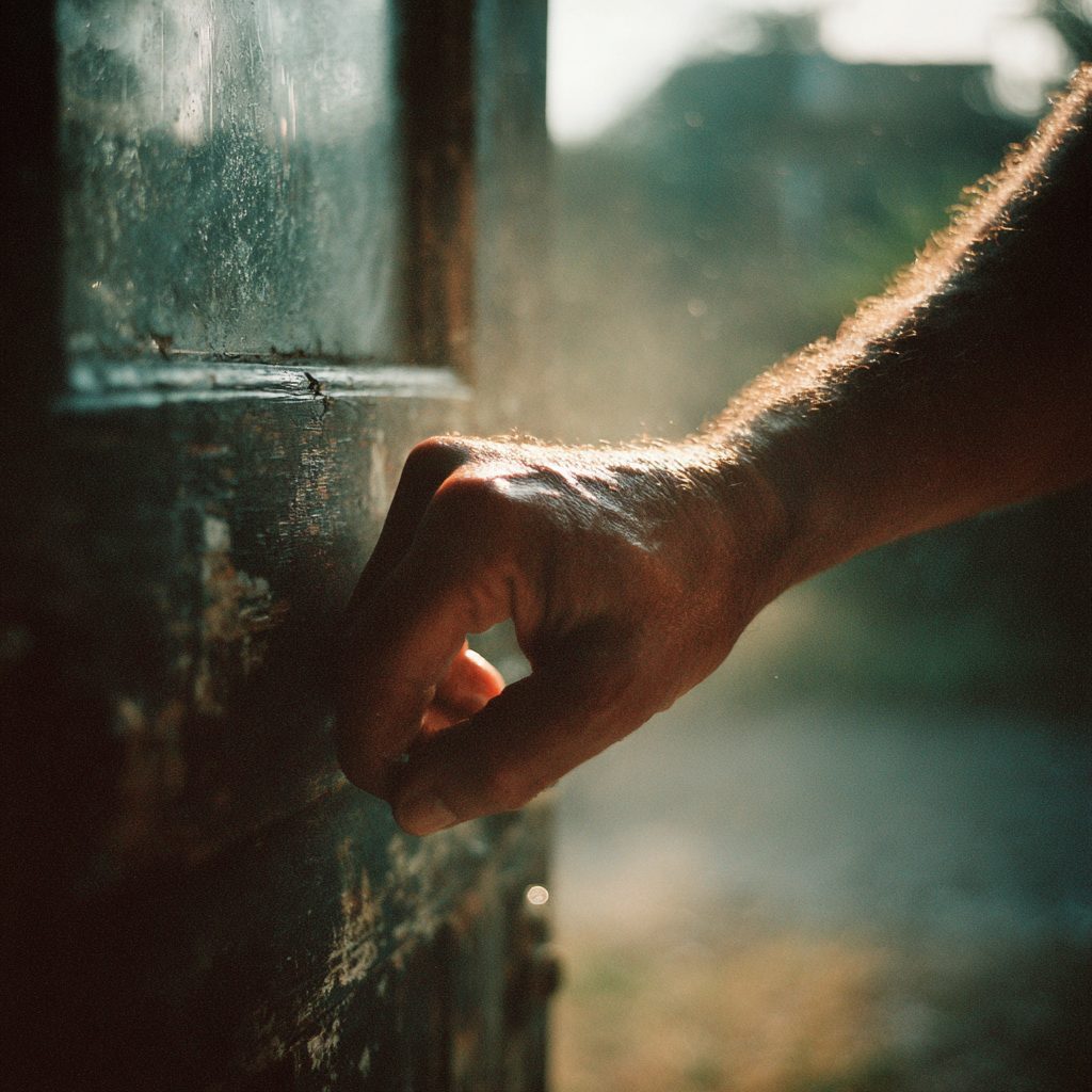 A man knocking on a door | Source: Midjourney