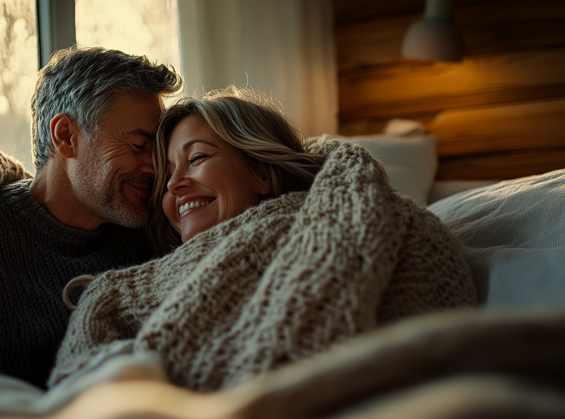 A man cuddling his wife | Source: Midjourney