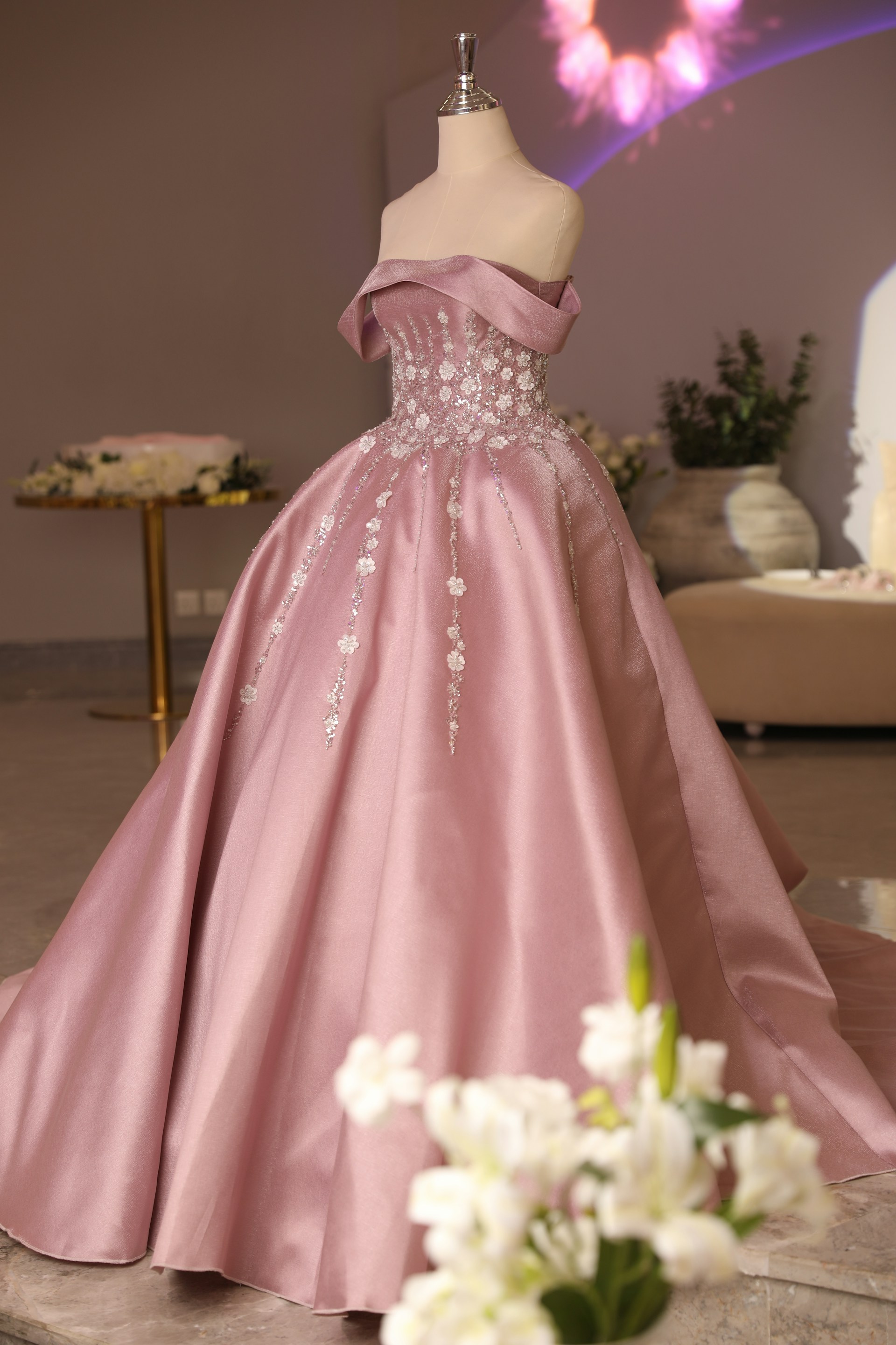 A pink gown on a display | Source: Unsplash