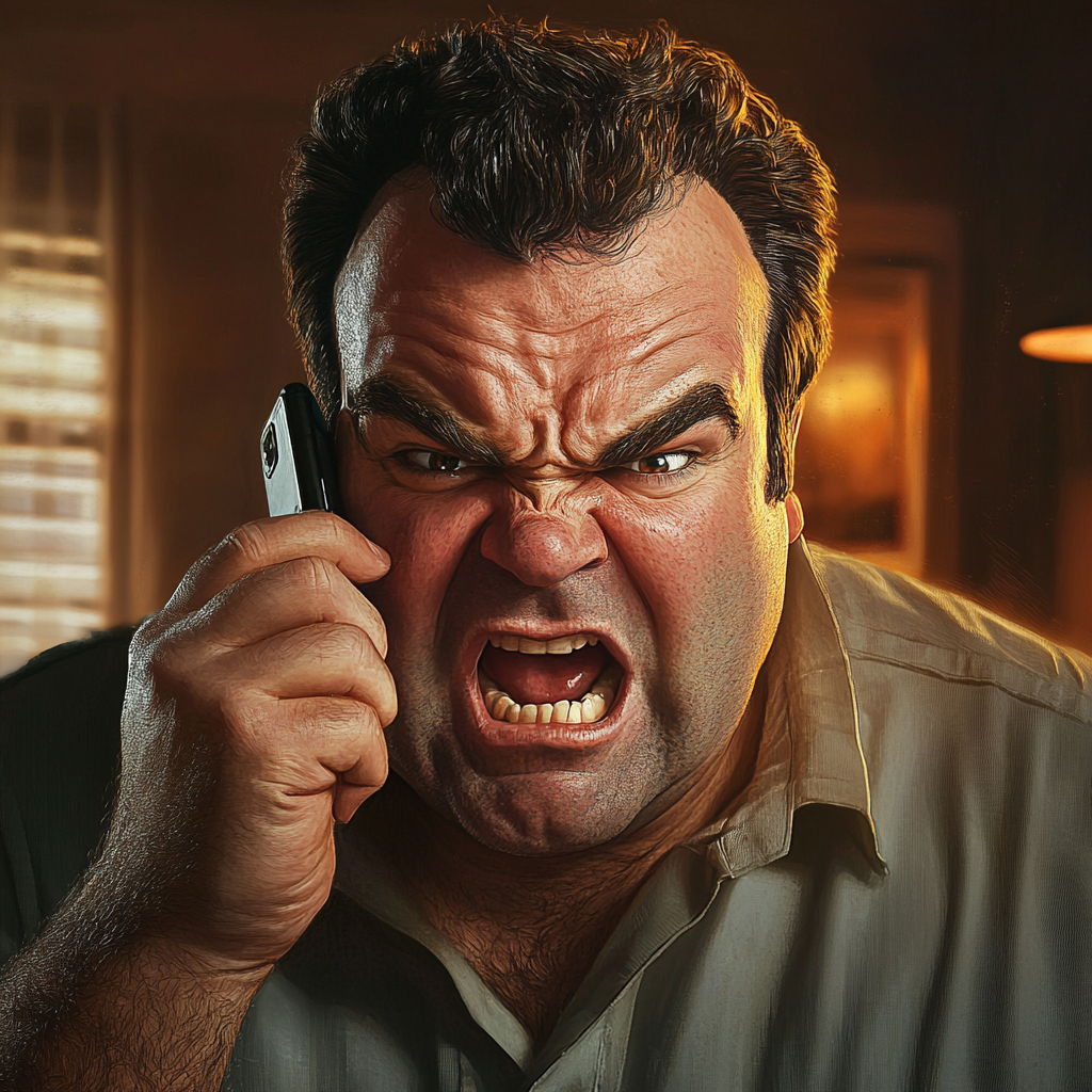 An angry man yelling on the phone | Source: Midjourney