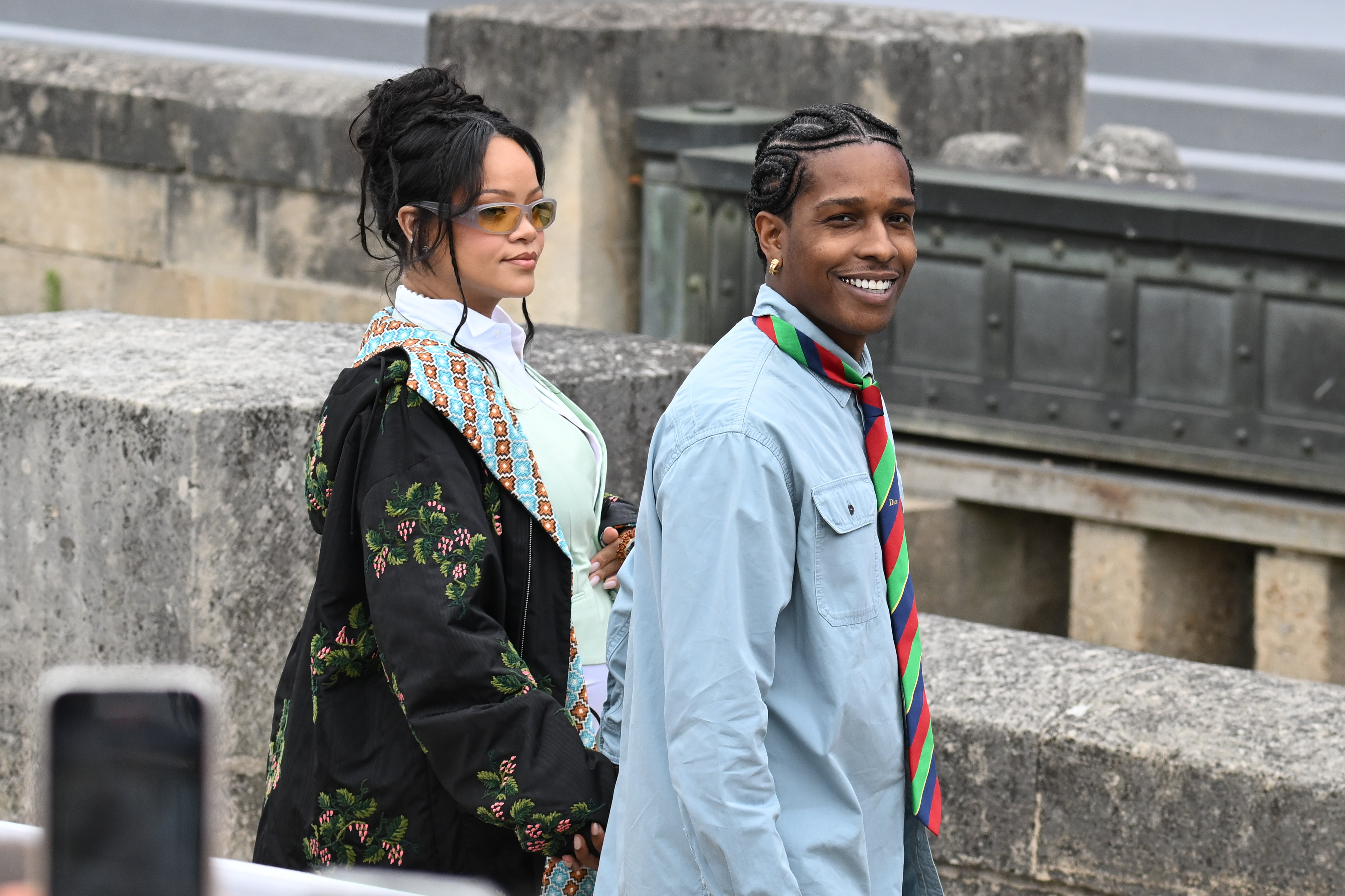 A$AP Rocky and Rihanna attend the Dior Homme Menswear Spring/Summer 2026 show as part of Paris Fashion Week on June 27, 2025 in Paris, France. | Source: Getty Images