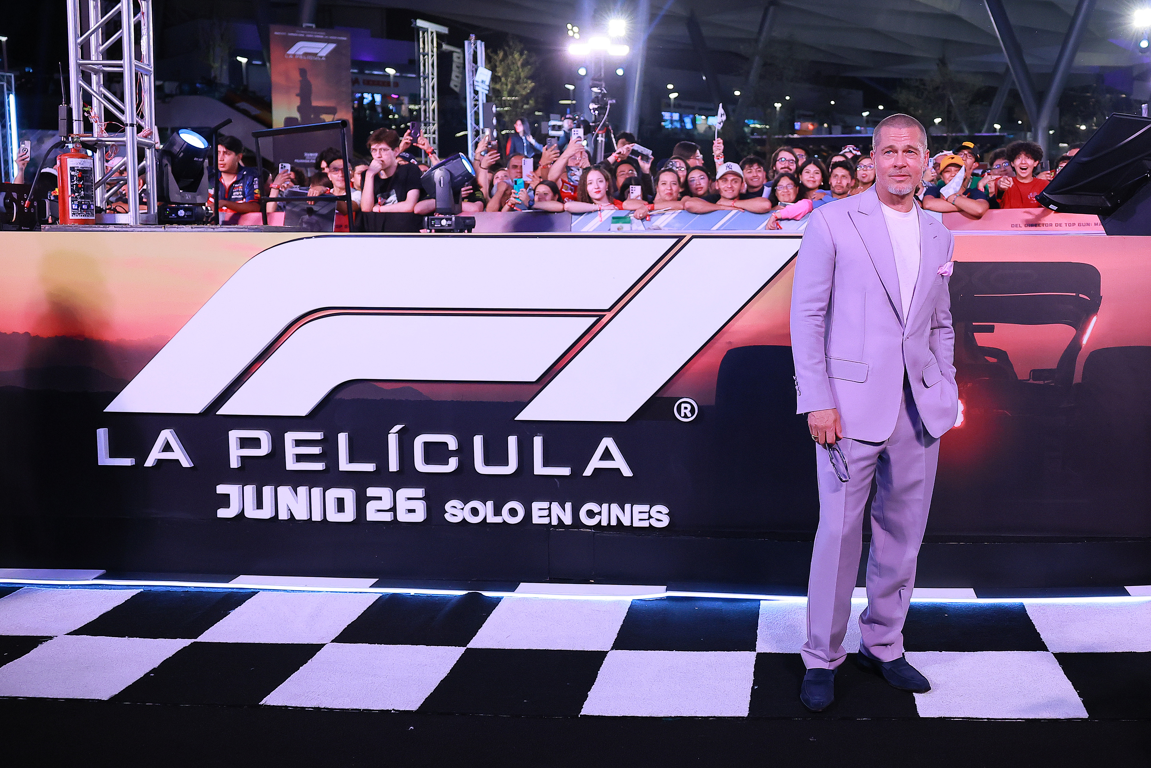Brad Pitt poses for a photo during the fan event for "F1: The Movie" at Plaza Toreo Parque Central on June 9, 2025, in Naucalpan de Juarez, Mexico. | Source: Getty Images