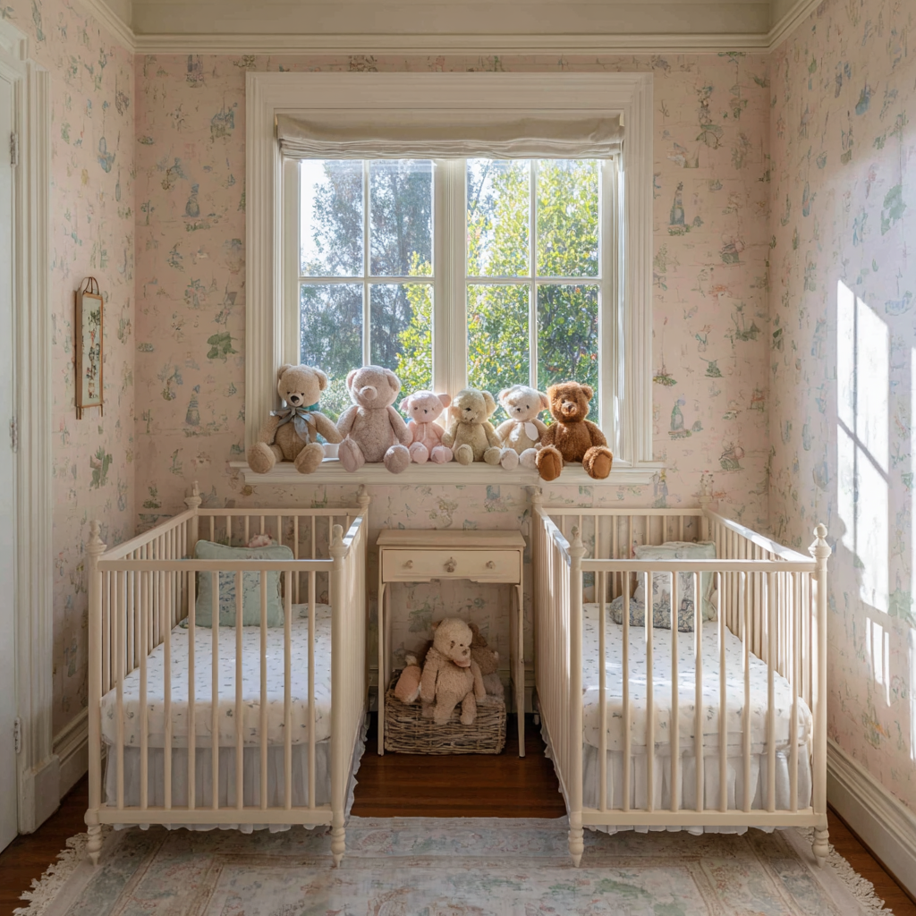 Two cribs in a baby nursery | Source: Midjourney