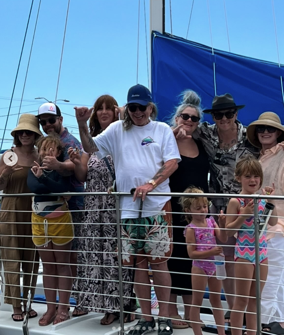The Osbourne family onboard a boat, posted on August 3, 2025. | Source: Instagram/areeosbourne