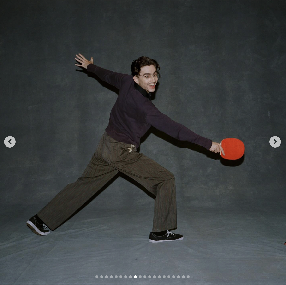 Timothée Chalamet poses with a ping-pong racket | Source: instagram/tchalamet