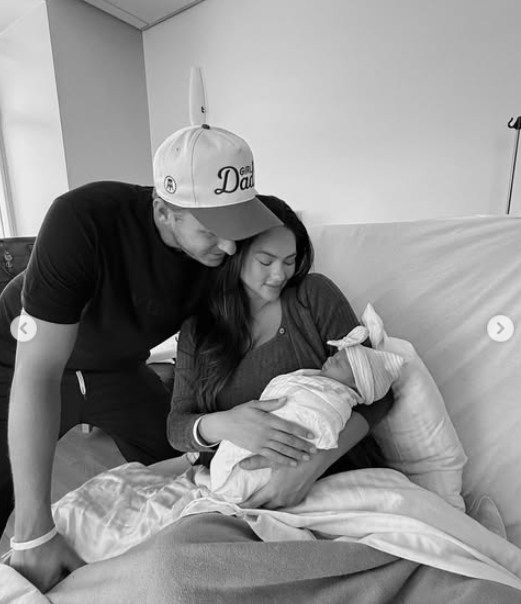Jared Goff and Christen Harper pictured with Romy, dated July 2025 | Source: Instagram/christengoffandjaredgoff
