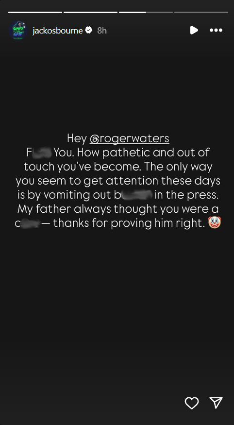 Jack Osbourne's Instagram Stories post, shared on September 2, 2025. | Source: Instagram/jackosbourne