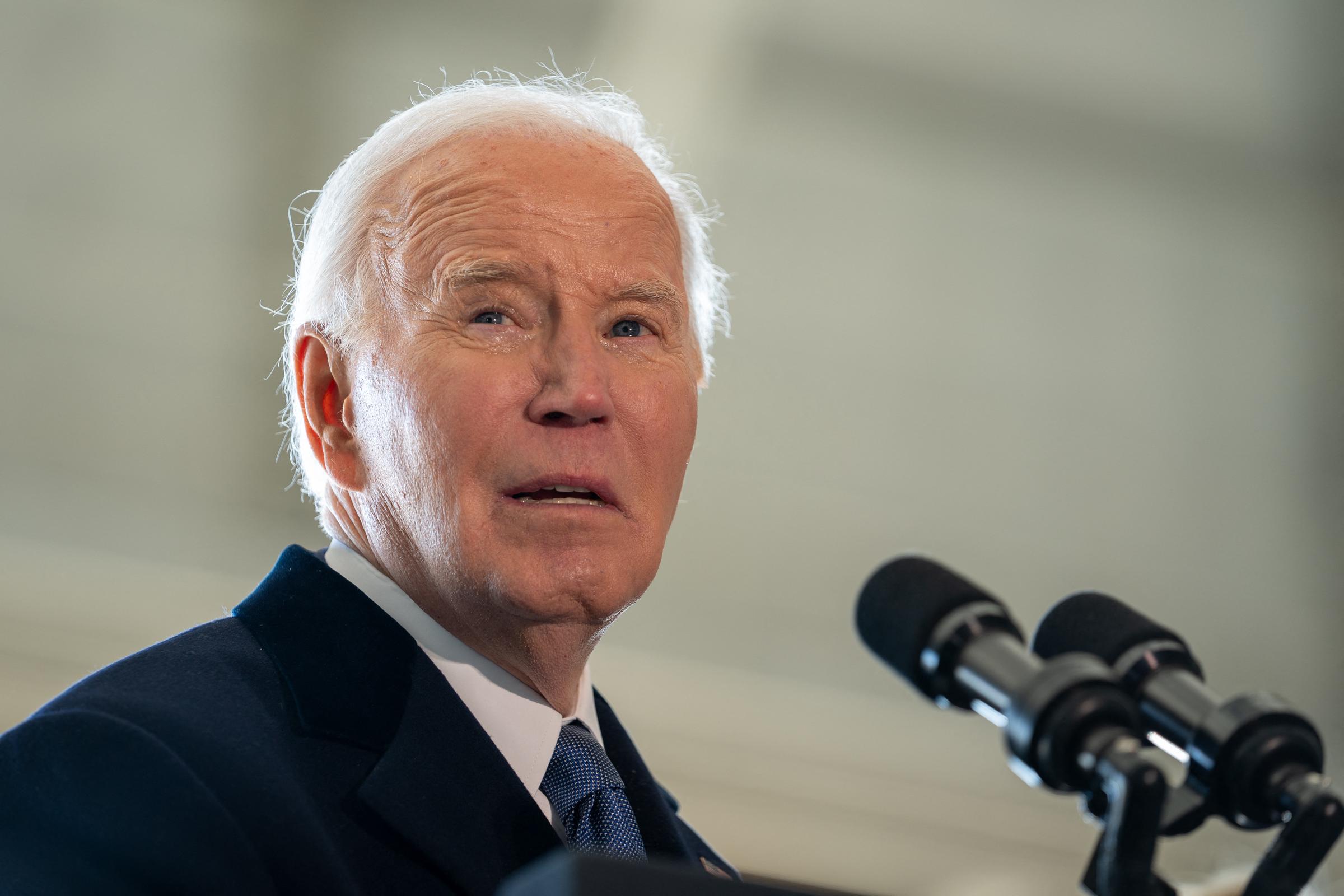 Joe Biden speaks during a farewell ceremony at Joint Base Andrews, Maryland, on January 20, 2025, following Donald Trump's inauguration. | Source: Getty Images