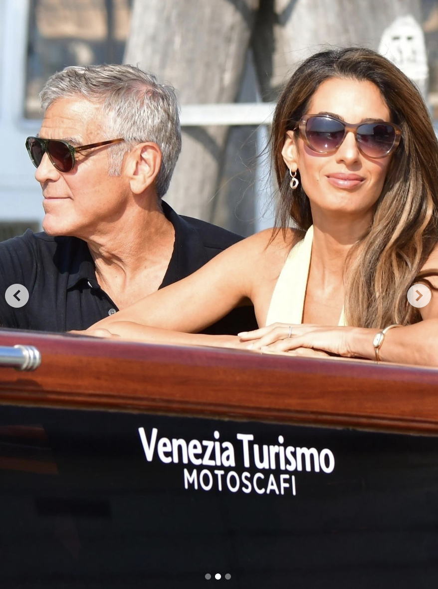 George and Amal Clooney arrive in Venice, Italy, in style on August 26, 2025. | Source: Instagram/justjared