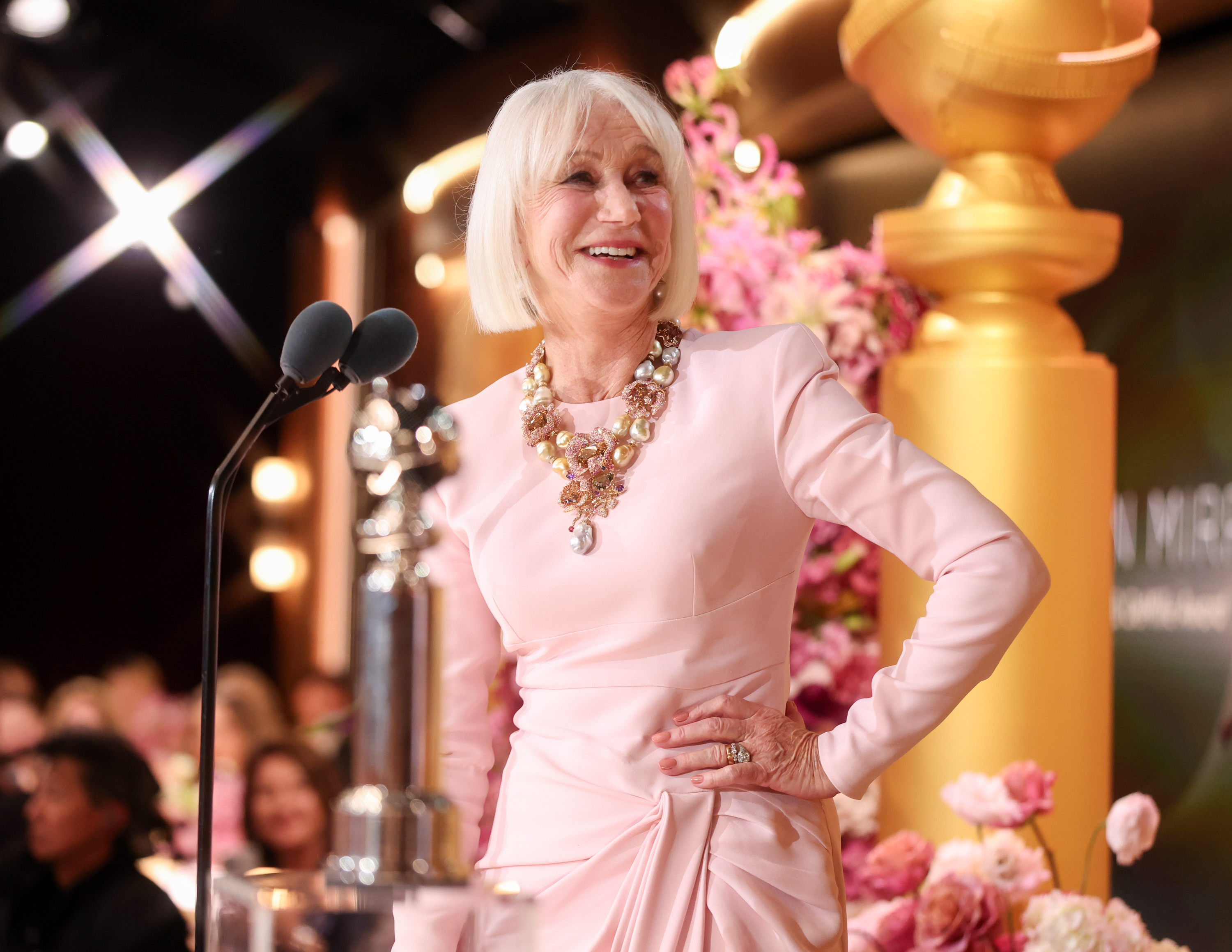Helen Mirren at the Golden Eve: The Golden Globes Honor Helen Mirren & Sarah Jessica Parker held at The Beverly Hilton on January 06, 2026 in Beverly Hills, California. | Source: Getty Images