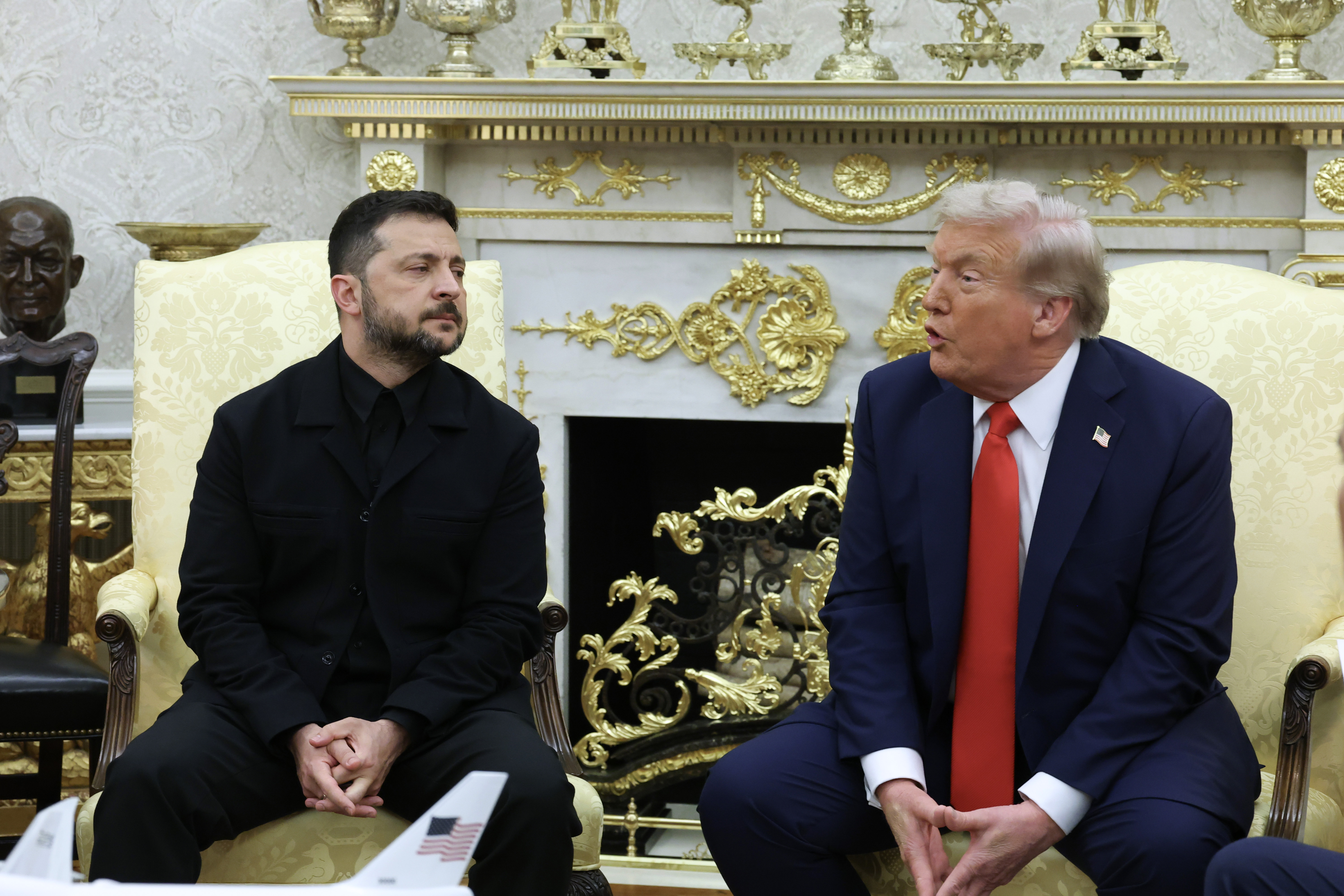 President Donald Trump meets with Ukrainian President Volodymyr Zelensky at the White House on August 18, 2025, in Washington, DC. | Source: Getty Images