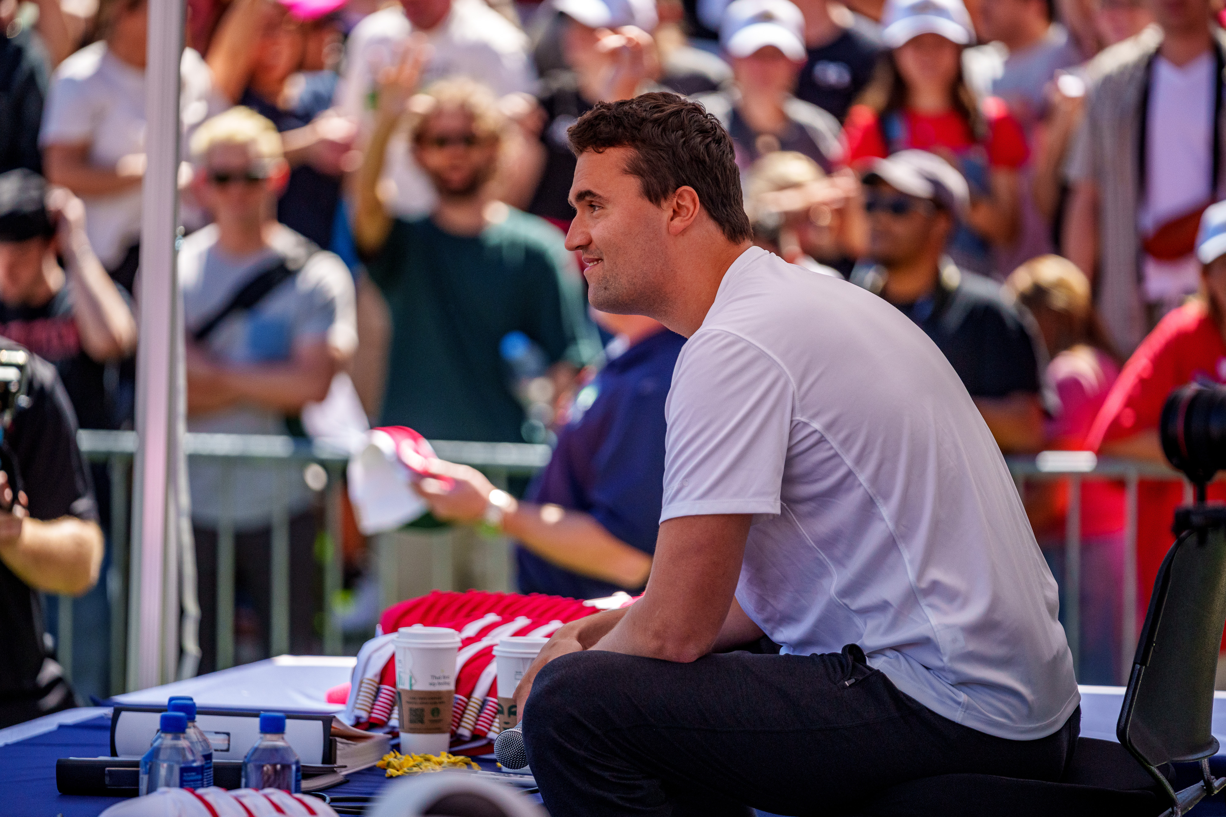 Charlie Kirk speaks at Utah Valley University on September 10, 2025, in Orem, Utah. | Source: Getty Images