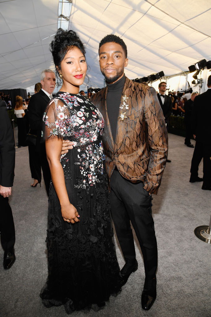 Taylor Simone Ledward and Chadwick Boseman attend the 25th Annual Screen Actors Guild Awards at The Shrine Auditorium on January 27, 2019 in Los Angeles, California. | Source: Getty Images