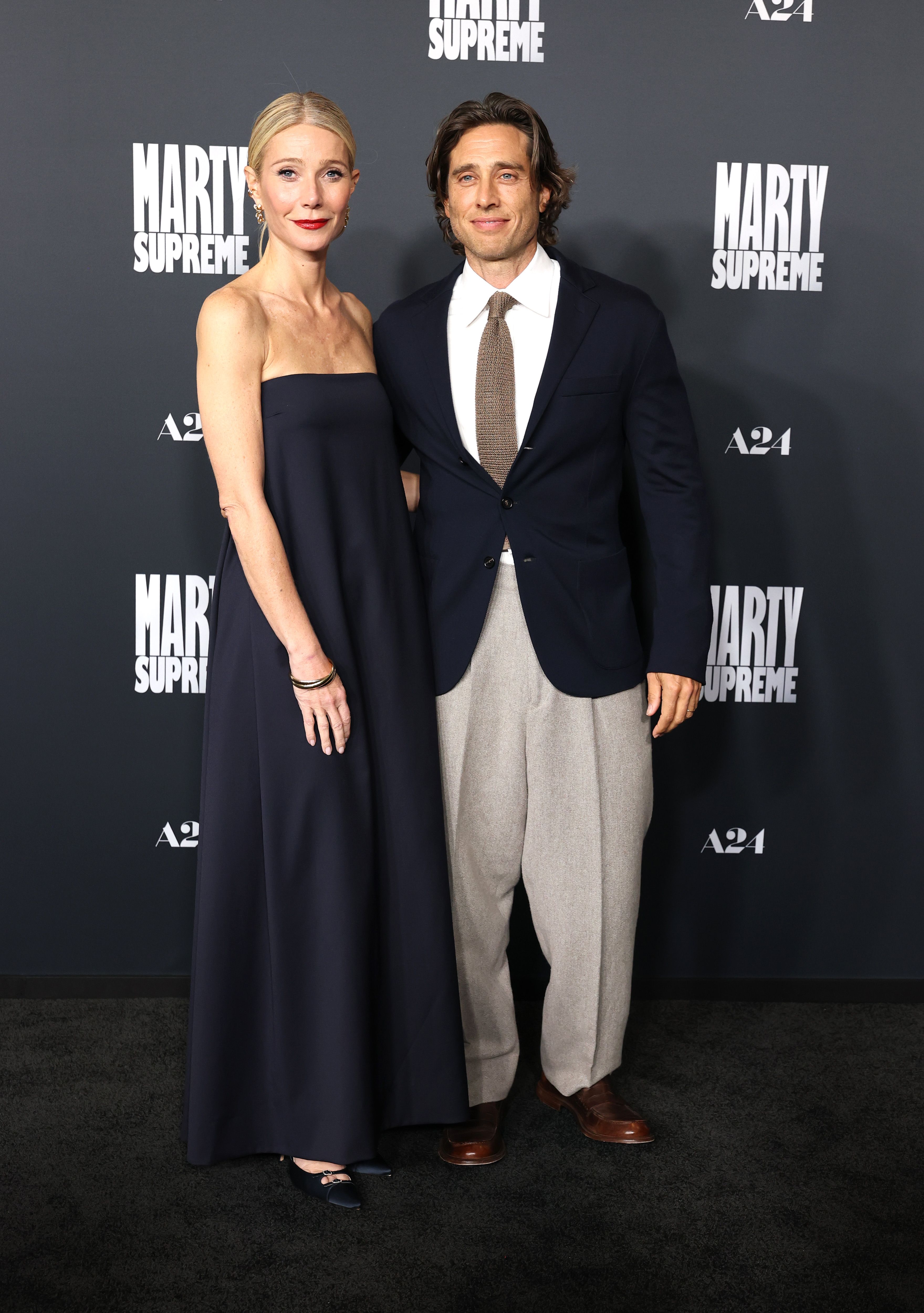 Gwyneth Paltrow and Brad Falchuk attend the Los Angeles premiere of A24's "Marty Supreme" at Samuel Goldwyn Theater on December 8, 2025 in Beverly Hills, California. | Source: Getty Images