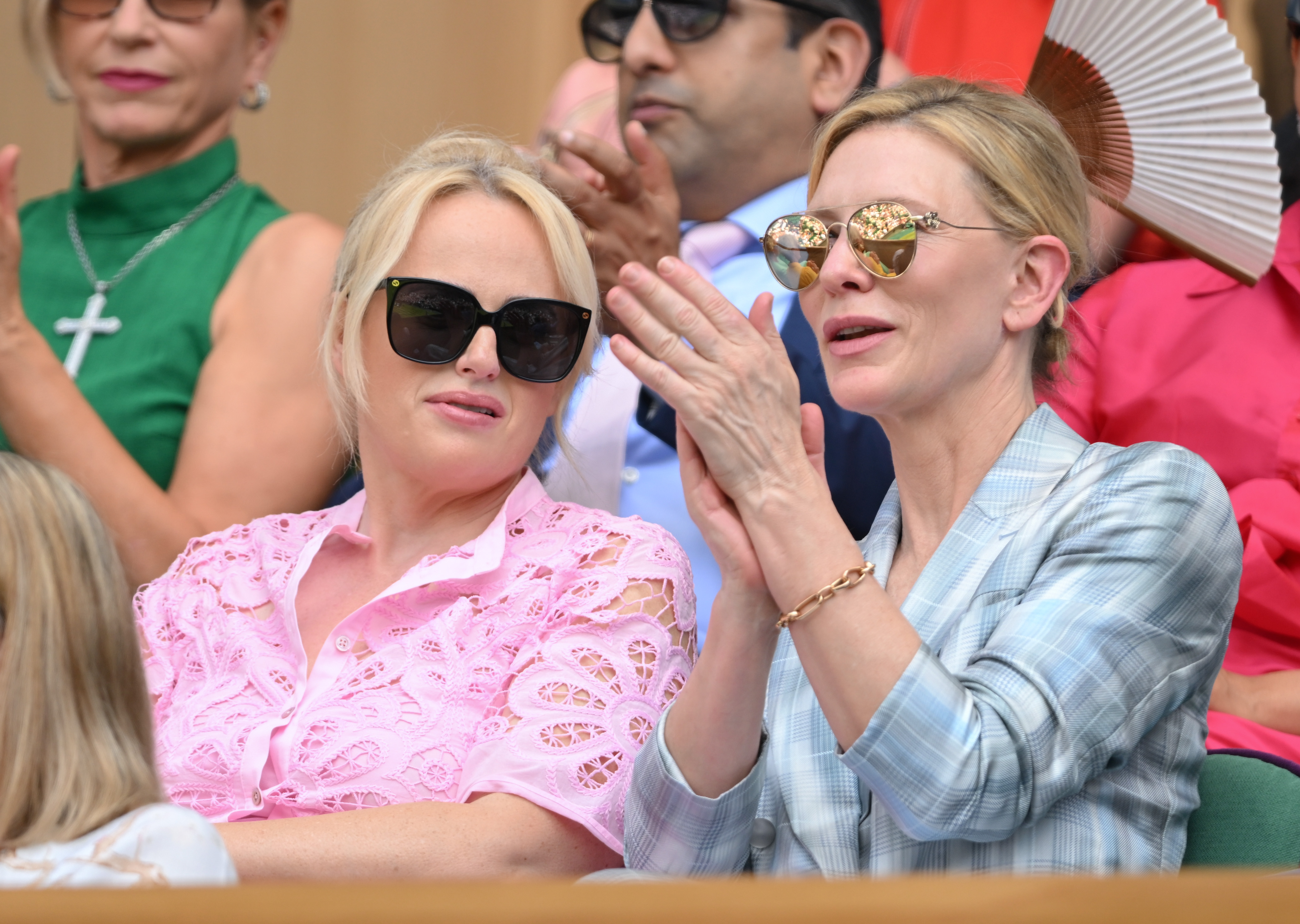 Rebel Wilson and Cate Blanchett attend day two of the Wimbledon Tennis Championships at the All England Lawn Tennis and Croquet Club on July 1, 2025 in London, England | Source: Getty Images