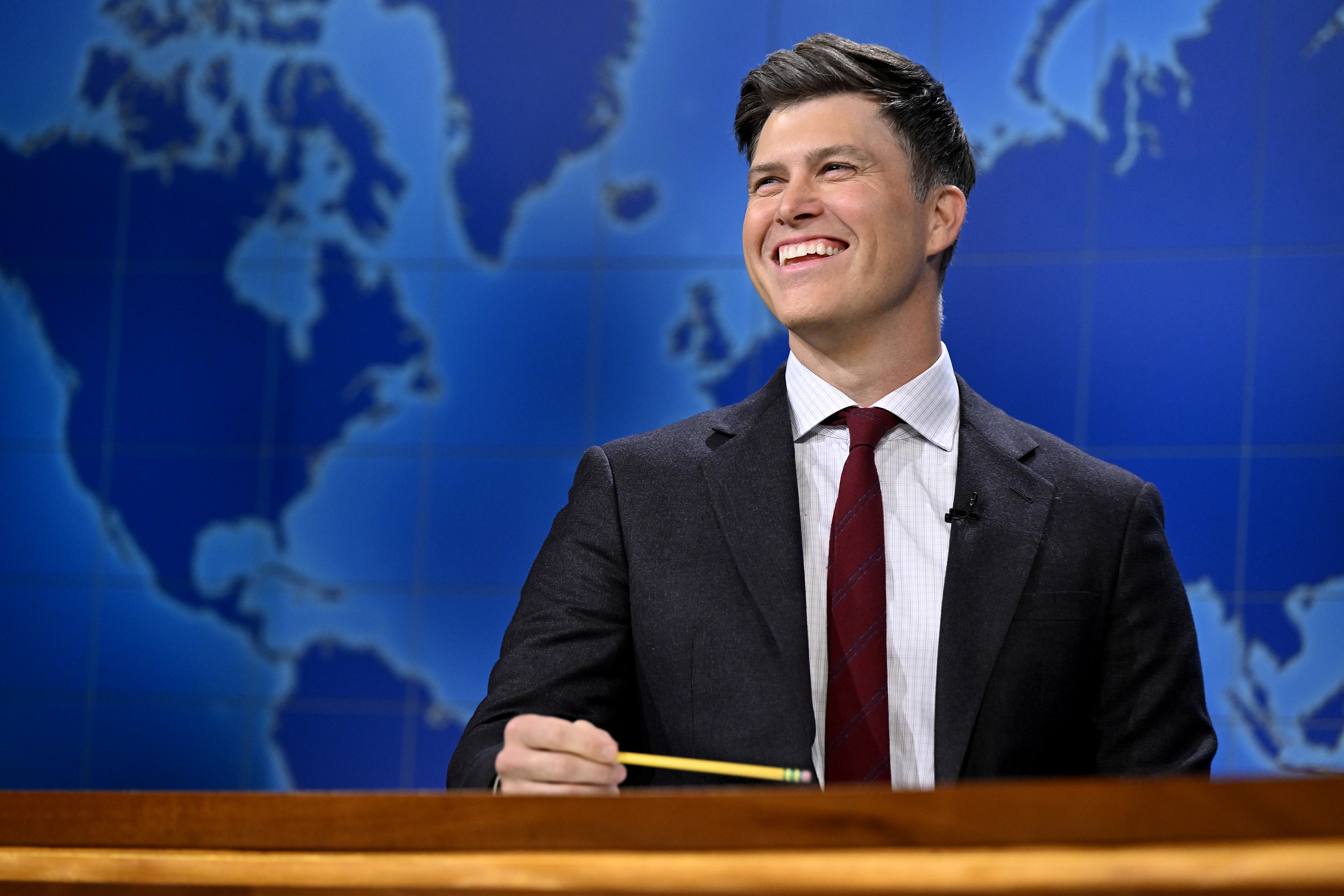 Colin Jost during Weekend Update on "SNL" on February 16, 2025 | Source: Getty Images