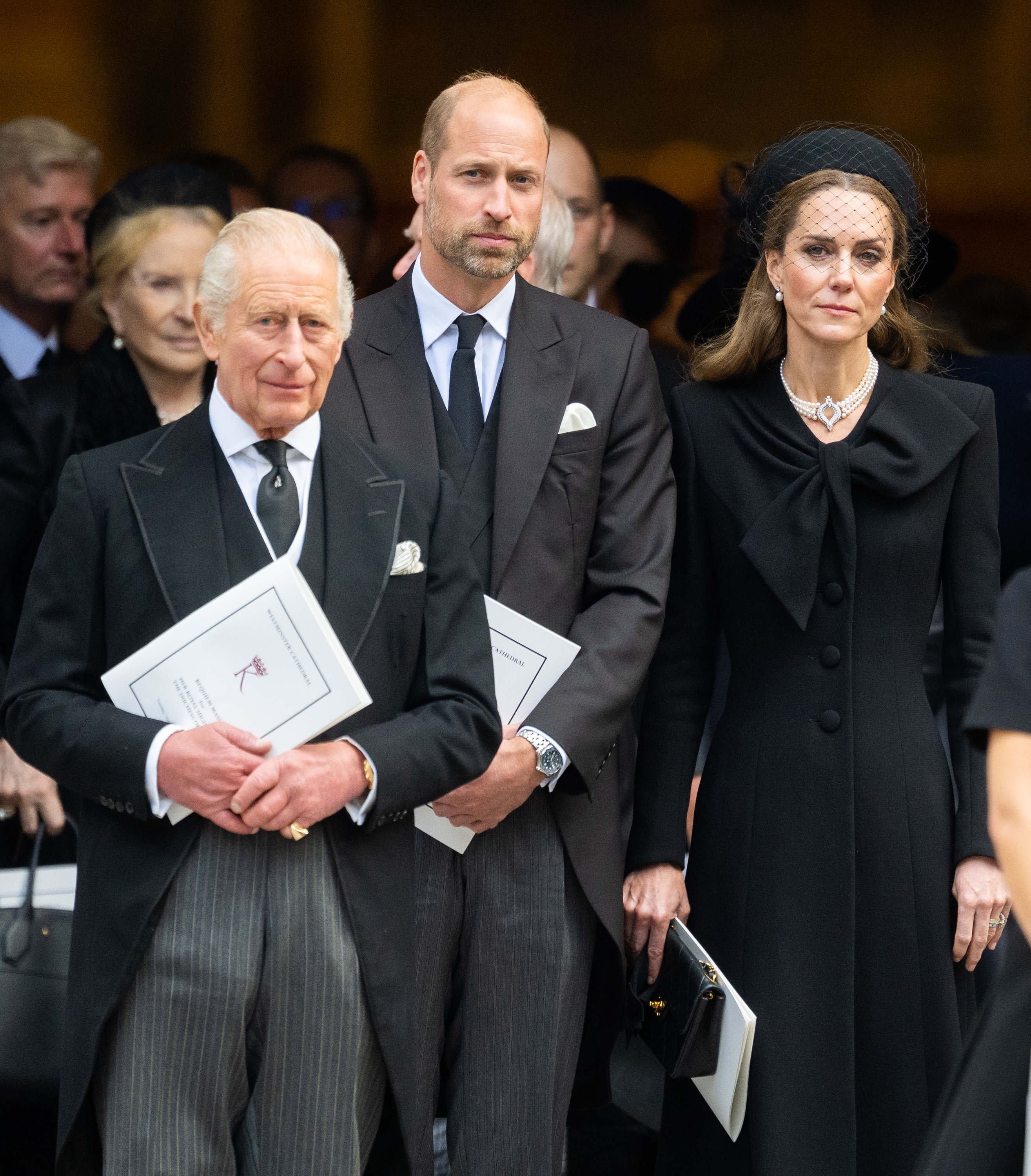King Charles III, Prince William, Prince of Wales and Catherine, Princess of Wales attend the funeral of The Duchess of Kent at Westminster Cathedral on September 16, 2025 in London, England. | Source: Getty Images