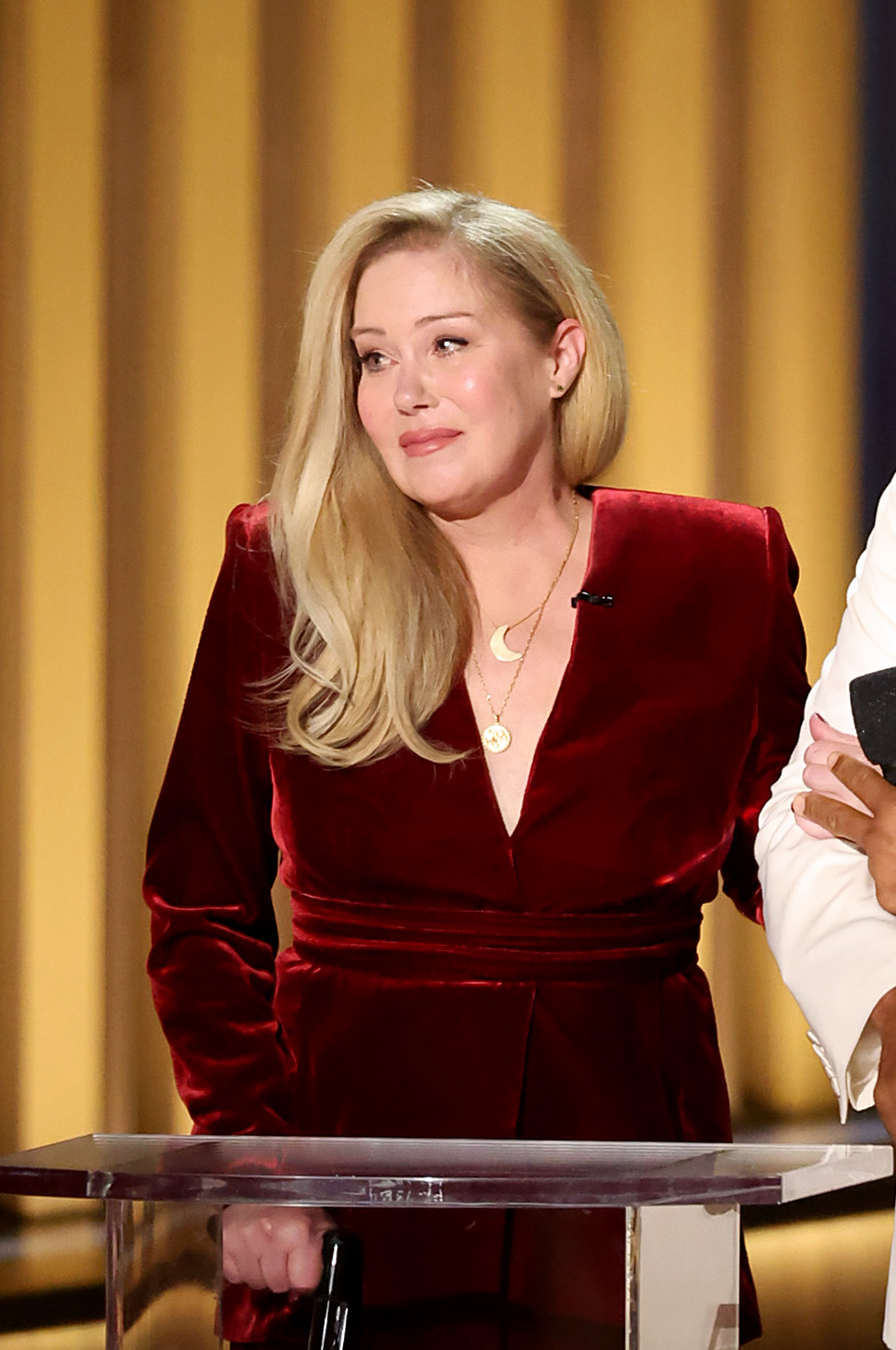 Christina Applegate speaks onstage during the 75th Primetime Emmy Awards at Peacock Theater on January 15, 2024 in Los Angeles, California | Source: Getty Images