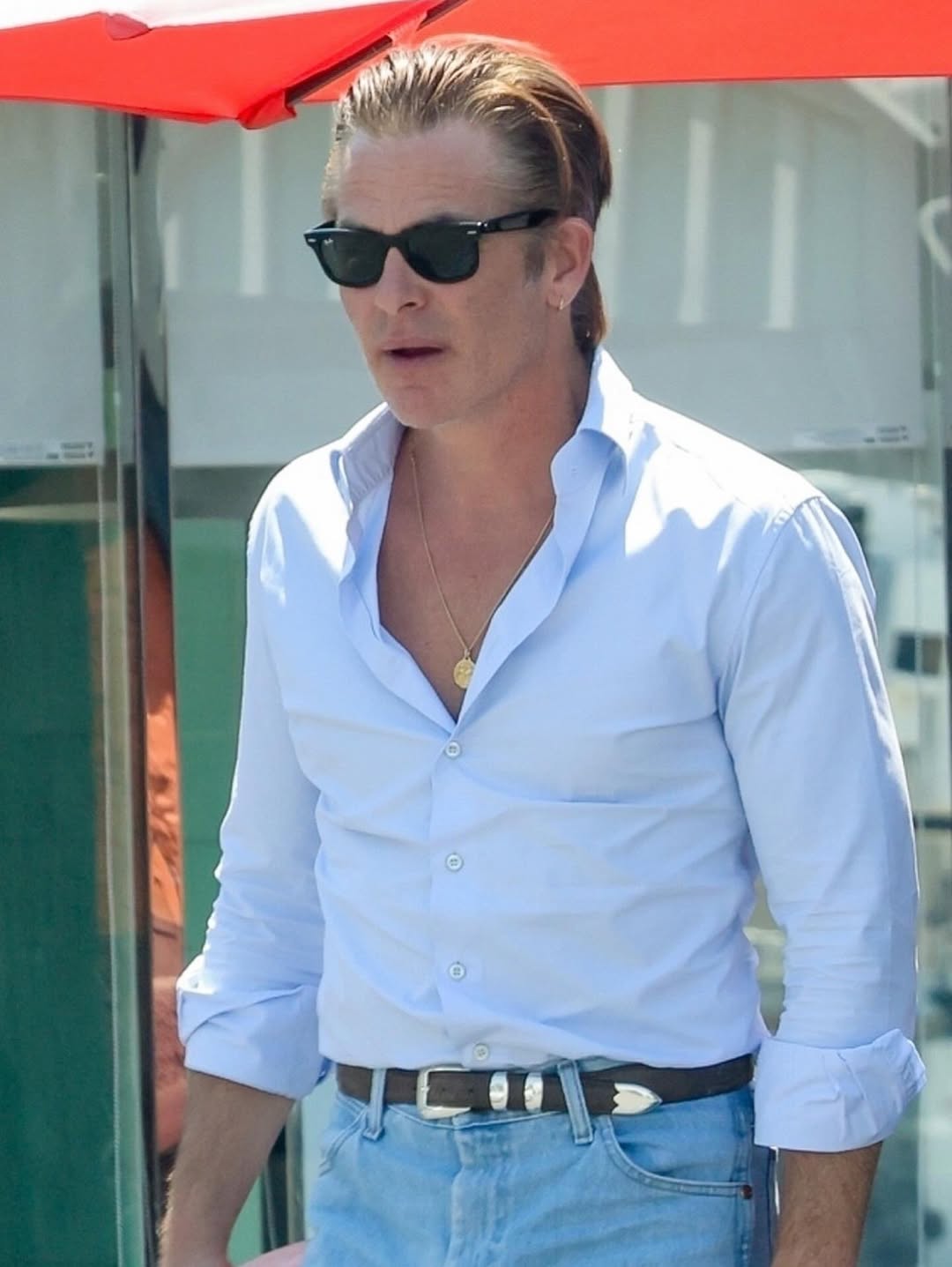 Chris Pine steps out in Los Feliz on August 6, 2025. | Source: Instagram/justjared