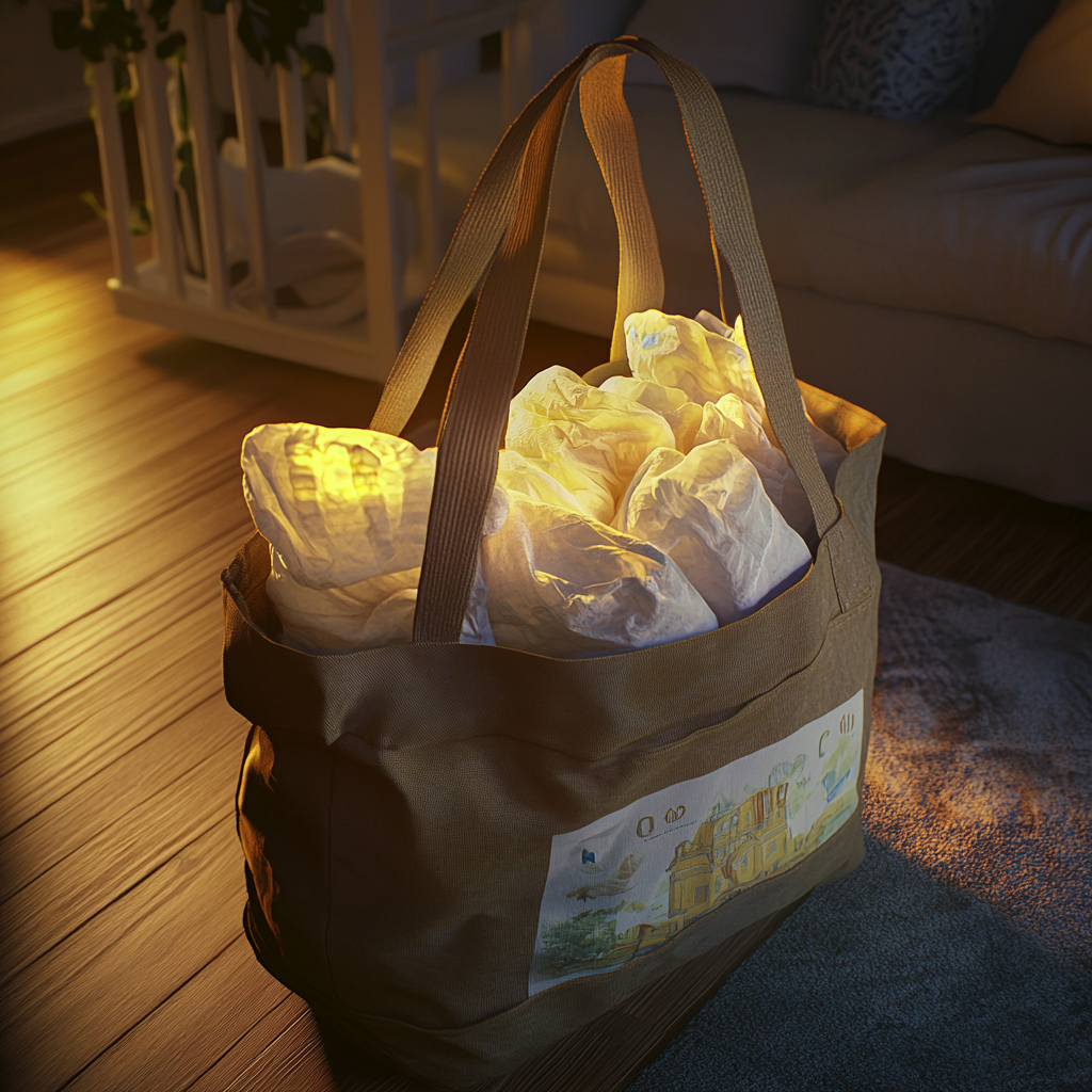 Baby diapers in a bag | Source: Midjourney