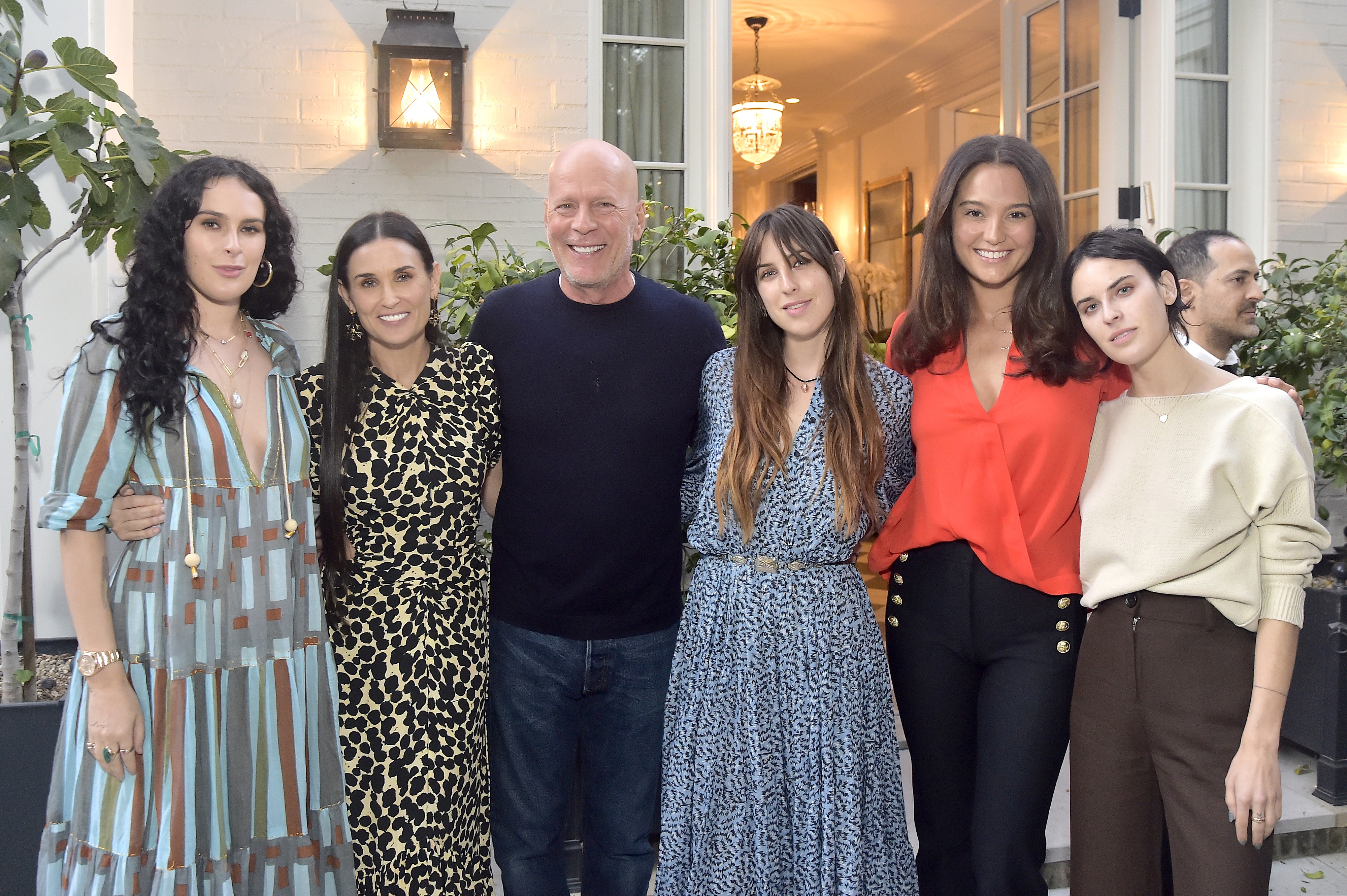 (L-R) Rumer Willis, Demi Moore, Bruce Willis, Scout Willis, Emma Heming Willis and Tallulah Willis attend Demi Moore's 'Inside Out' Book Party on September 23, 2019, in Los Angeles, California. | Source: Getty Images