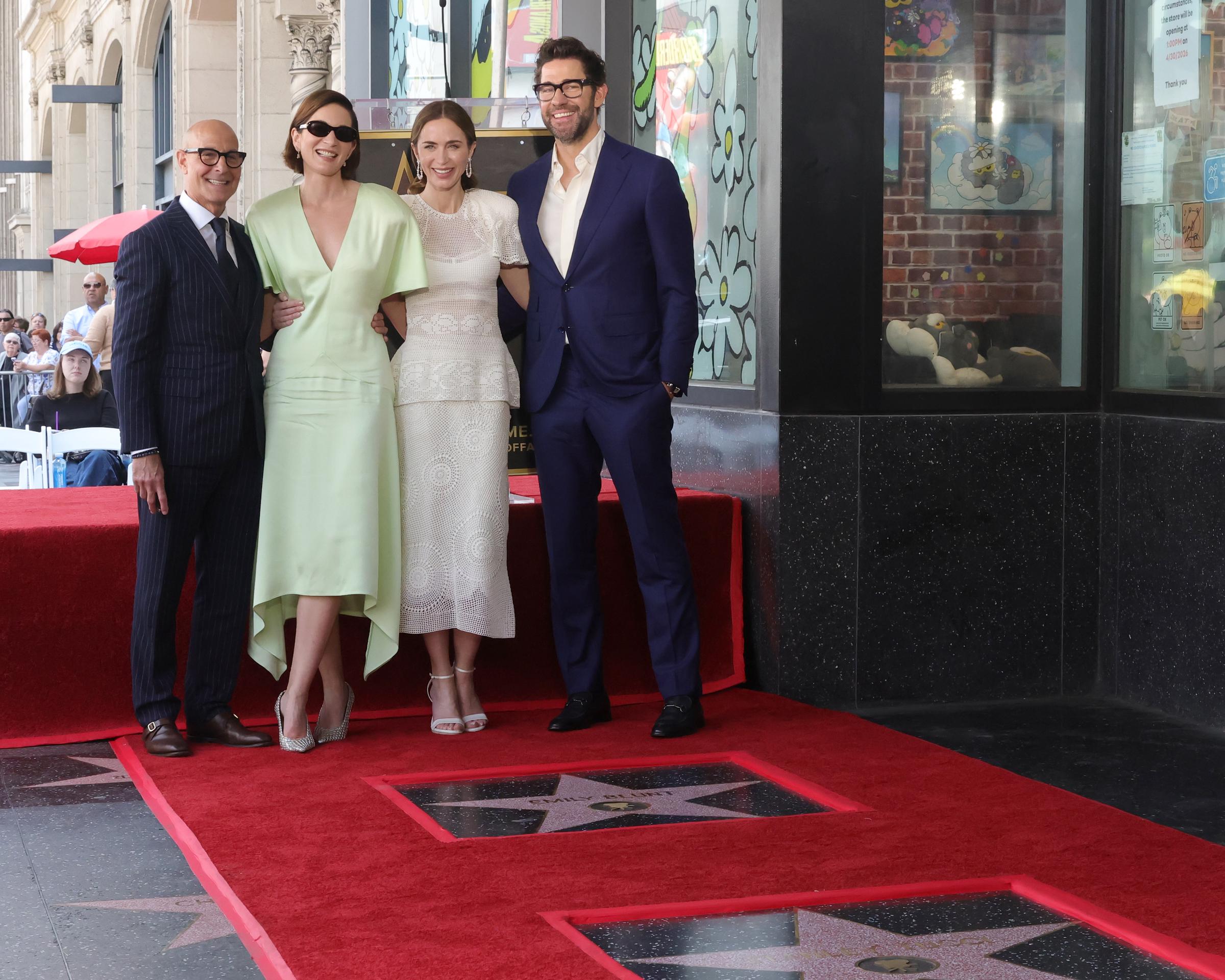 Stanley Tucci, Felicity Blunt, Emily Blunt and John Krasinski attend the Walk of Fame Induction Ceremony for Stanley Tucci and Emily Blunt on April 30, 2026 in Hollywood, California. | Source: Getty Images