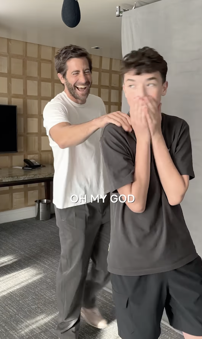 Owen Cooper in disbelief that Jake Gyllenhaal had surprised him, posted on September 15, 2025. | Source: Instagram/NetflixUK