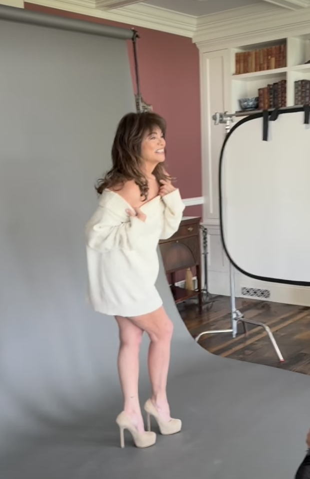 Valerie Bertinelli flaunting her slender legs during a photoshoot, posted on December 13, 2025. | Source: Instagram/wolfiesmom