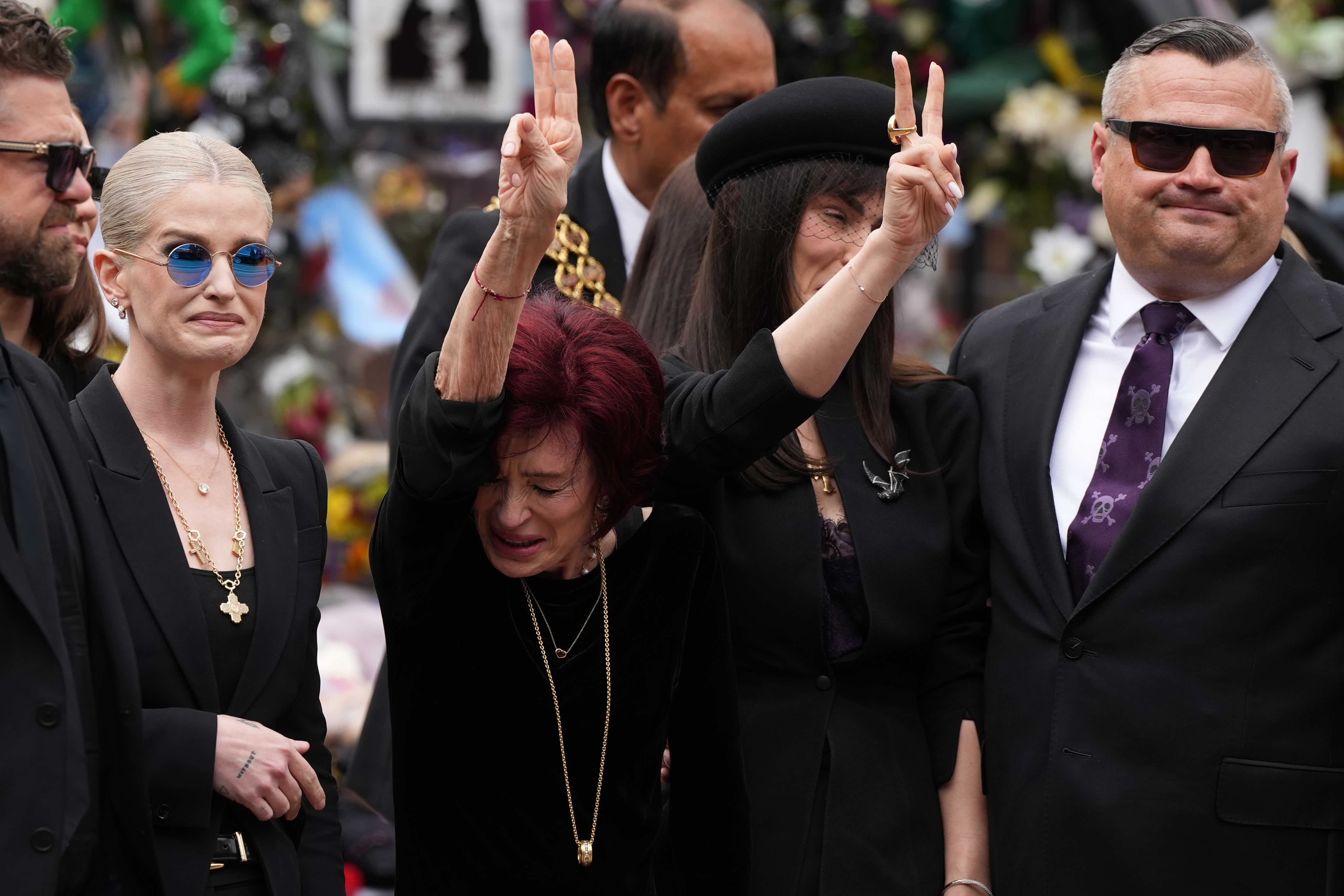 haron Osbourne mourns during the funeral ceremony of Ozzy Osbourne on July 30, 2025, in Birmingham, England. | Source: Getty Images