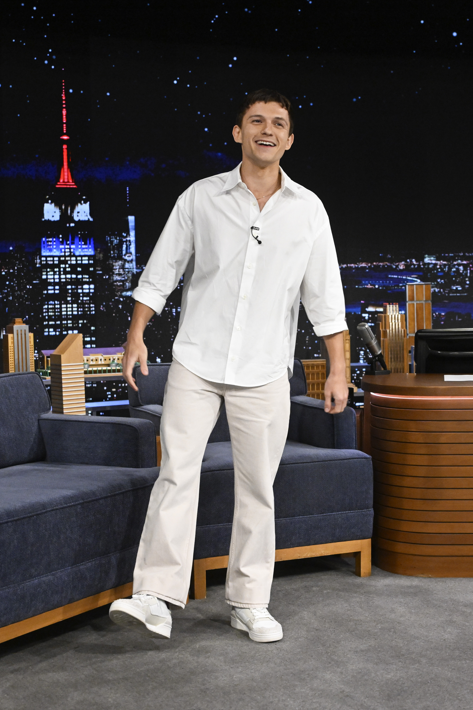 Tom Holland arrives on the set of "The Tonight Show Starring Jimmy Fallon" on Tuesday, October 22, 2024. | Source: Getty Images
