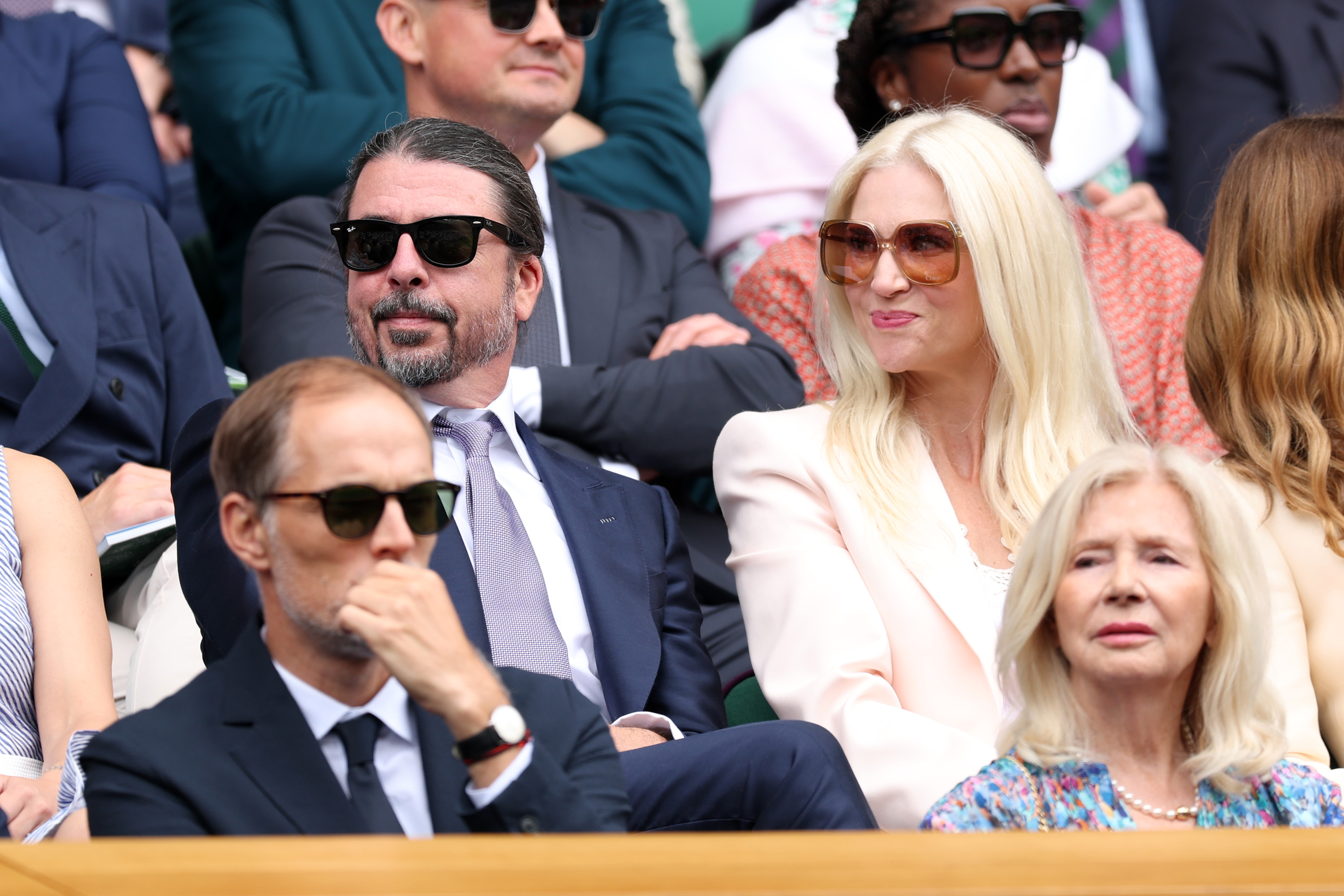 Jordyn Blum and Dave Grohl attend day three of the Wimbledon Tennis Championships at the All England Lawn Tennis and Croquet Club on July 2, 2025, in London, England. | Source: Getty Images