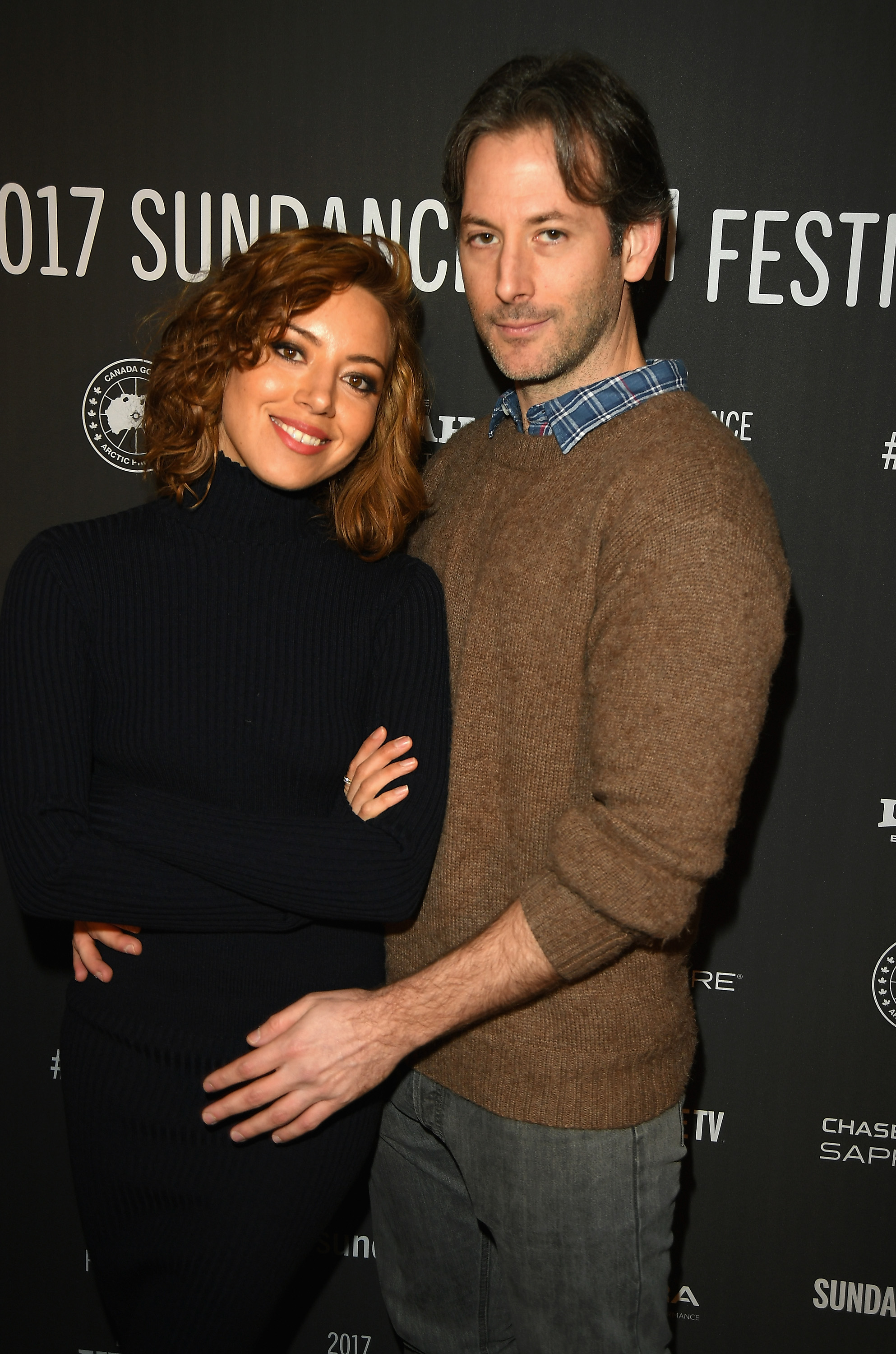 Aubrey Plaza (L) and director Jeff Baena attend "The Little Hours" premiere during day 1 of the 2017 Sundance Film Festival at Library Center Theater on January 19, 2017 in Park City, Utah. | Source: Getty Images