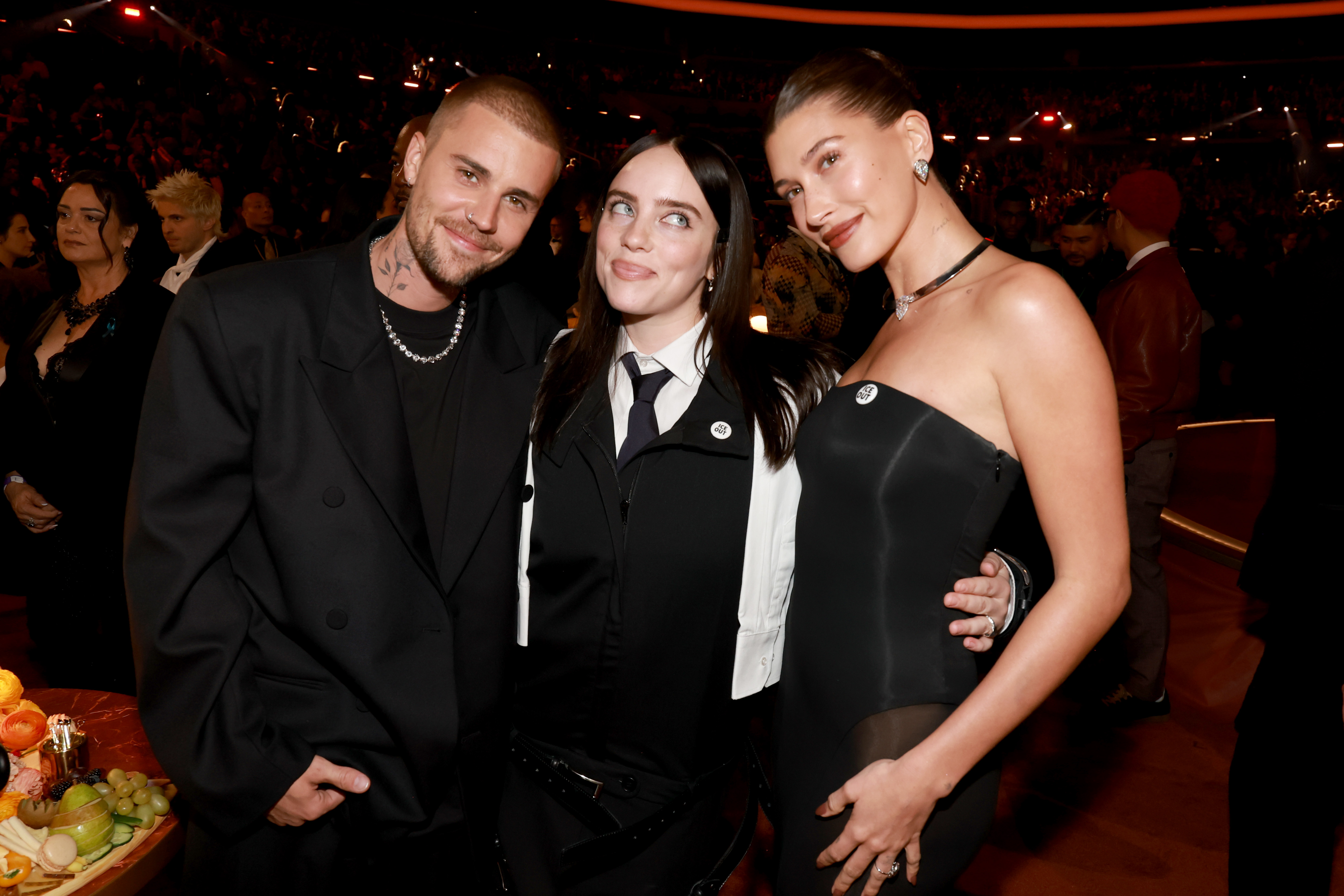 Justin Bieber, Billie Eilish, and Hailey Bieber attend the 68th GRAMMY Awards at Crypto.com Arena on February 01, 2026 in Los Angeles, California. | Source: Getty Images
