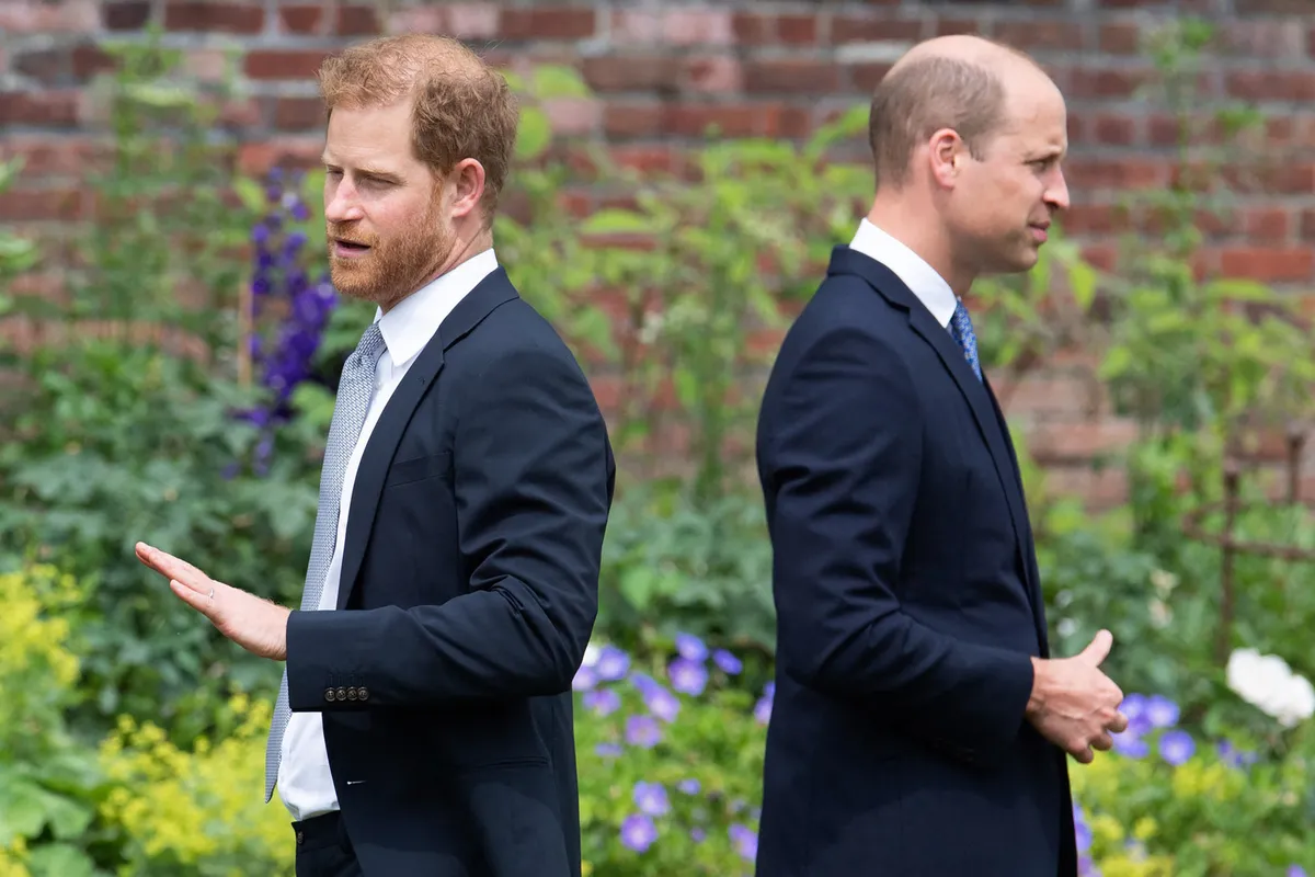 Prince Harry and Prince William attend the unveiling of a statue of their mother, Princess Diana at The Sunken Garden in Kensington Palace, London on July 1, 2021. | Source: Getty Images
