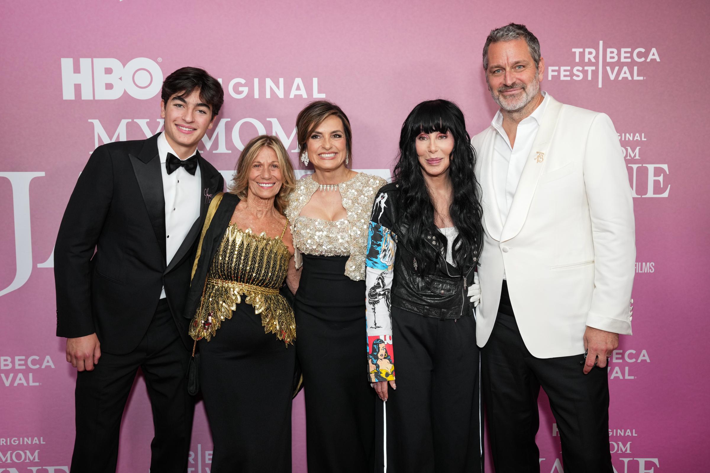 August Hermann, Ellen Hargitay, Mariska Hargitay, Cher and Peter Hermann attend the "My Mom Jayne: A Film By Mariska Hargitay" premiere during the 2025 Tribeca Festival at Carnegie Hall on June 13, 2025 in New York City | Source: Getty Images