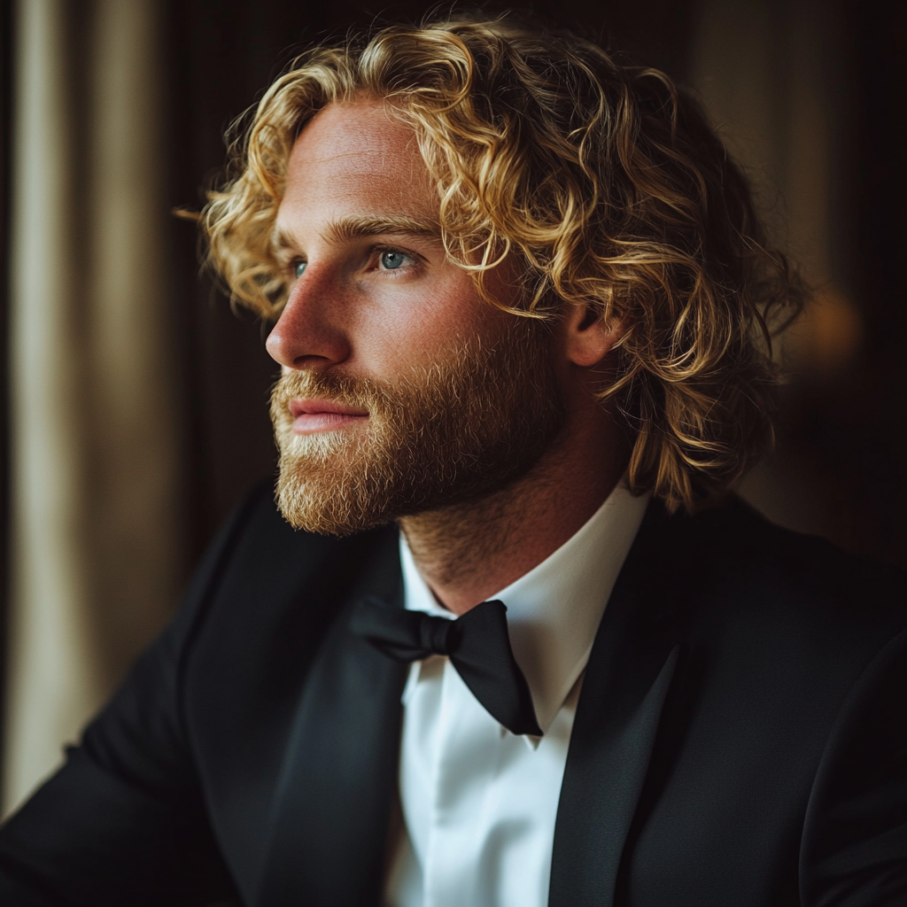 A side-view of a groom | Source: Midjourney