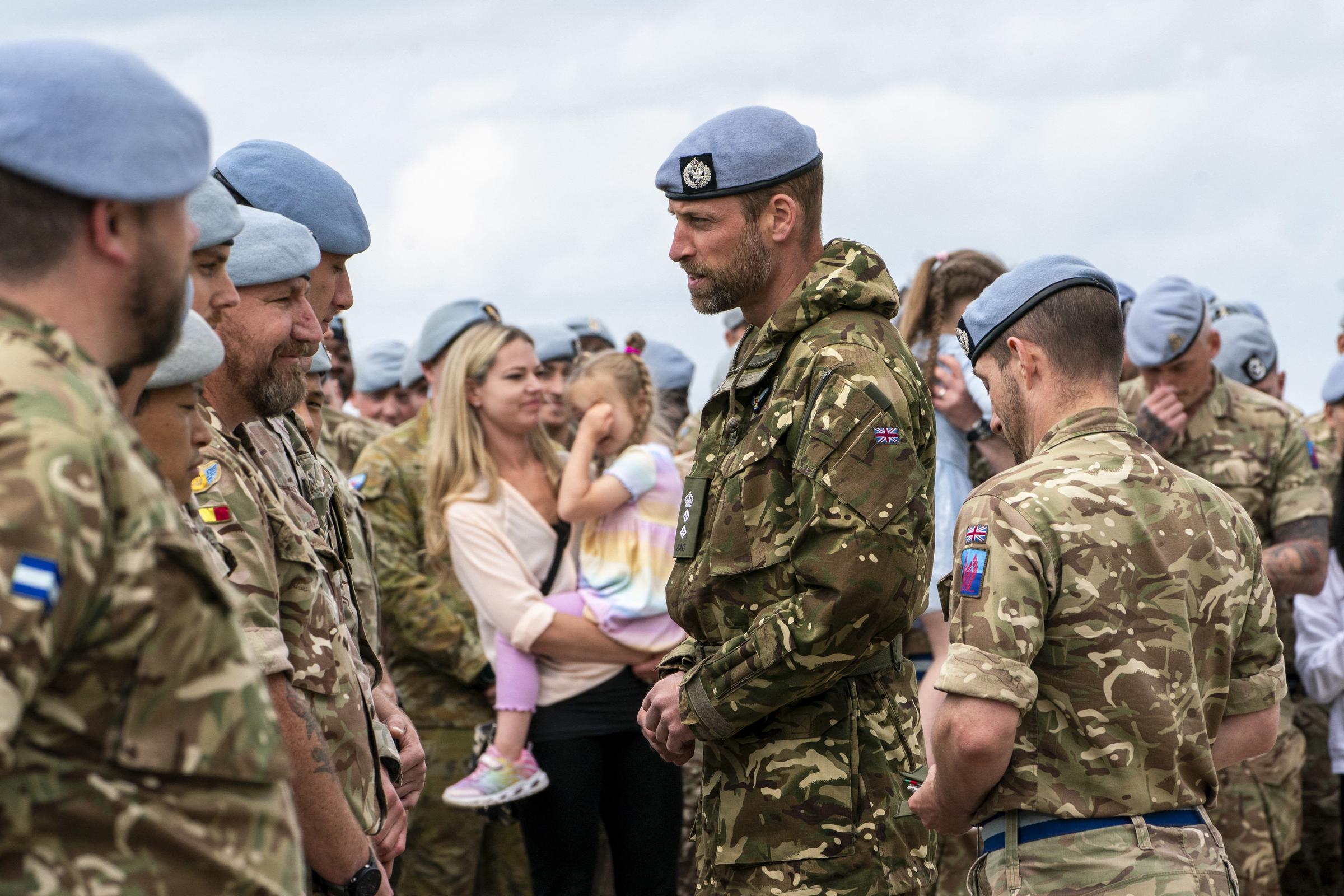Prince William meets members of the 4 Regiment Army Air Corps (4AAC) at the Army Air Corps, in Wattisham, eastern England, on June 4, 2025 | Source: Getty Images