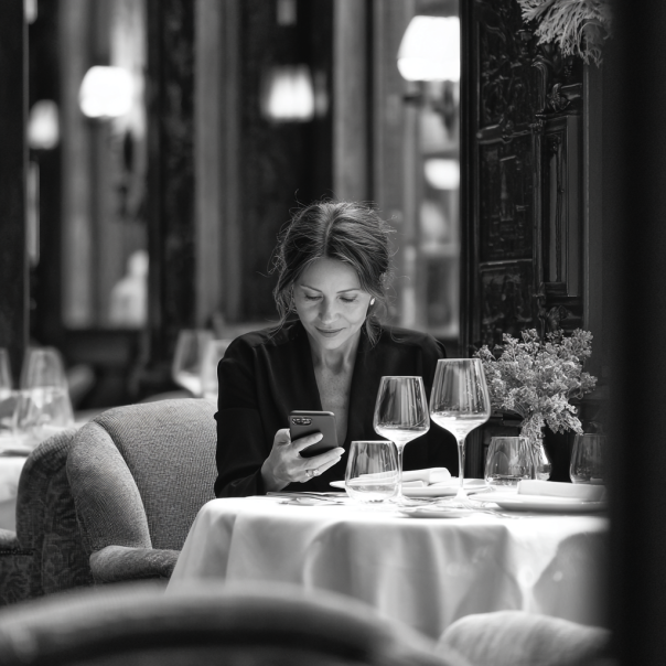 A woman reading a text message | Source: Midjourney