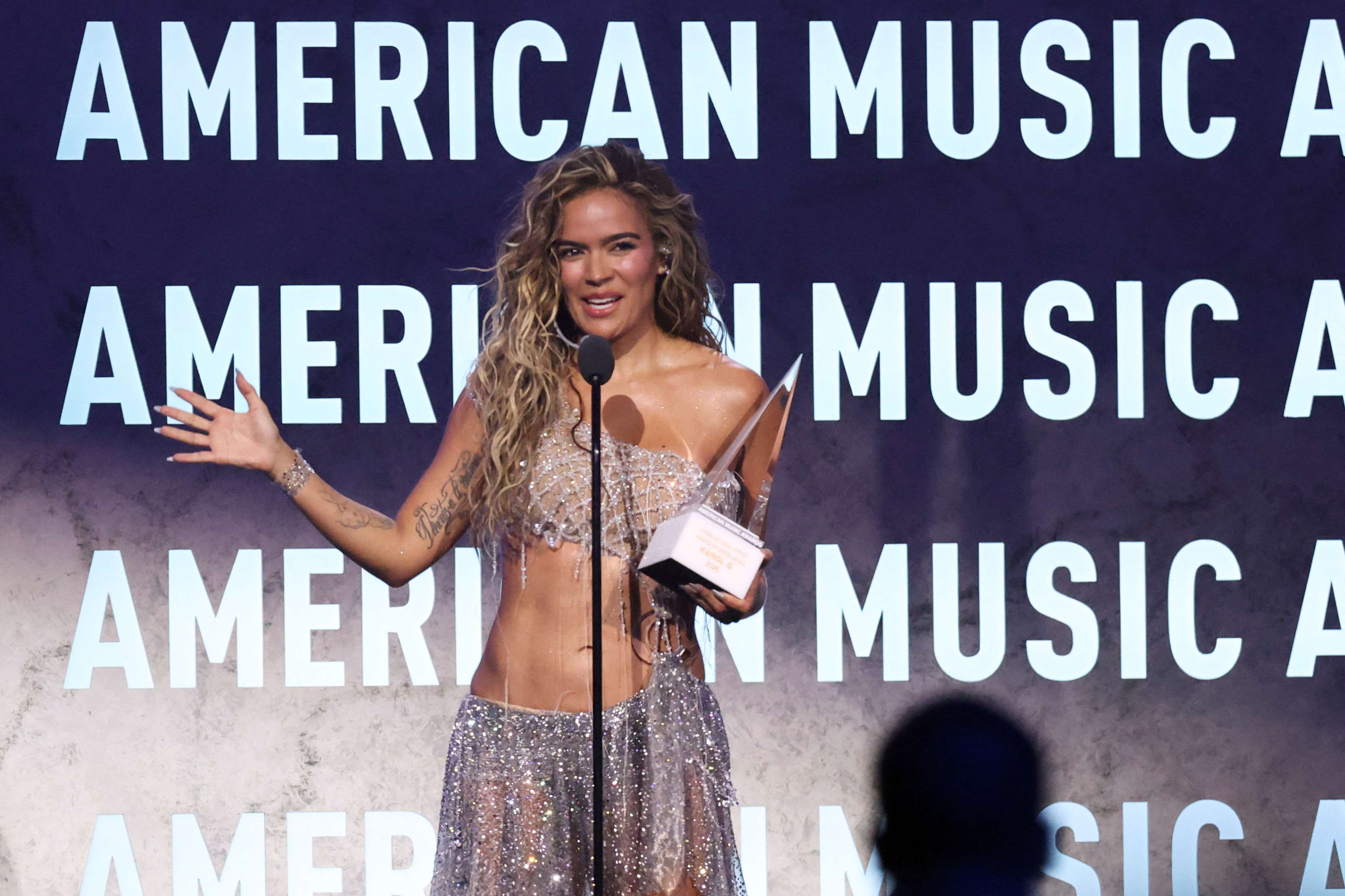 Karol G receives the International Artist Award of Excellence during the 52nd American Music Awards on May 25, 2026, in Las Vegas, Nevada. | Source: Getty Images