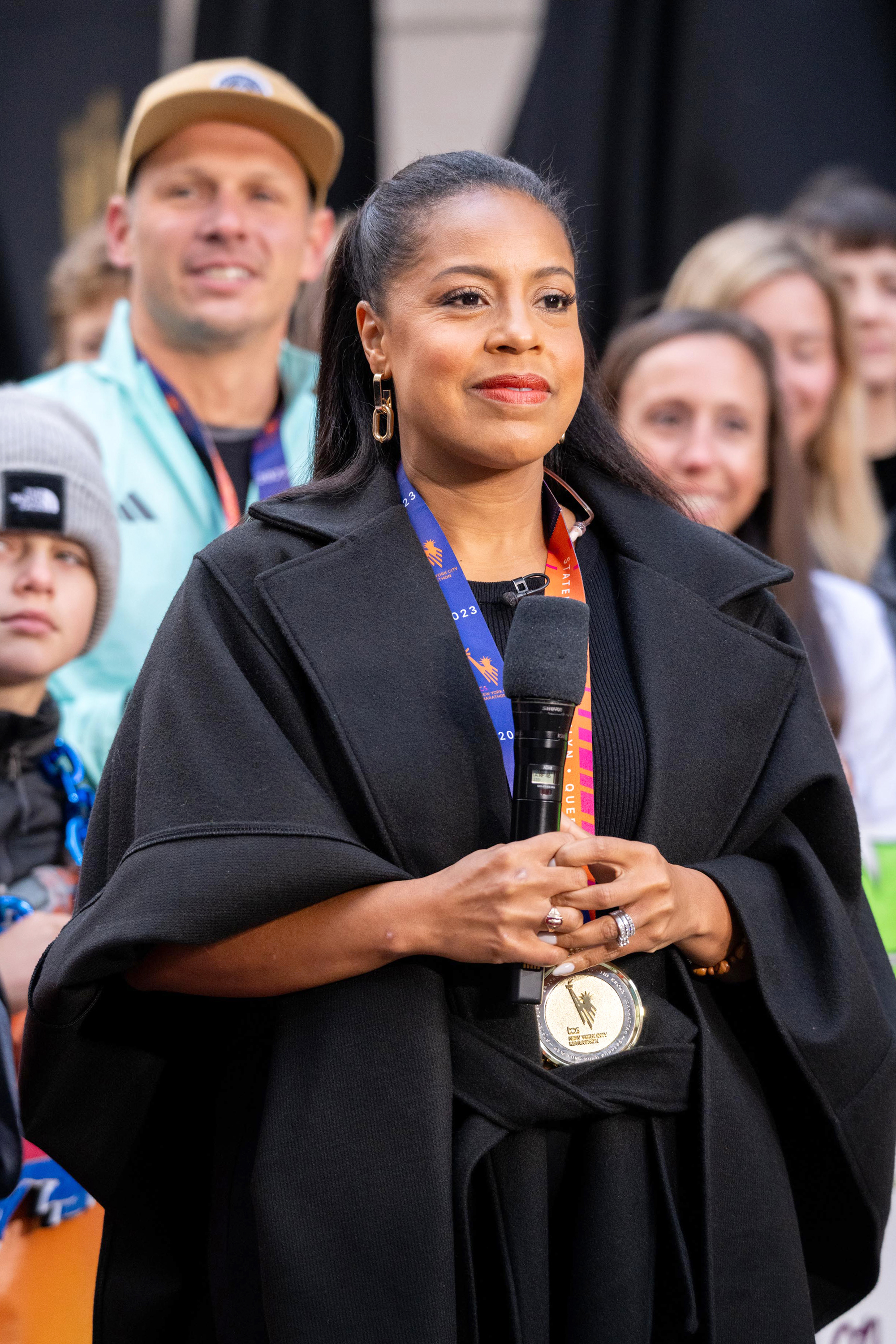 Sheinelle Jones is pictured while filming a segment of "Today" on November 6, 2023. | Source: Getty Images
