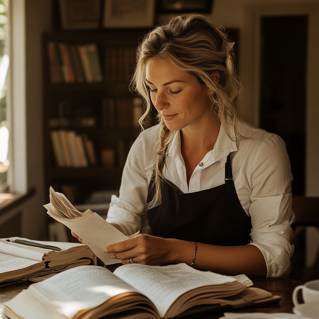 A woman sitting at her desk | Source: Midjourney