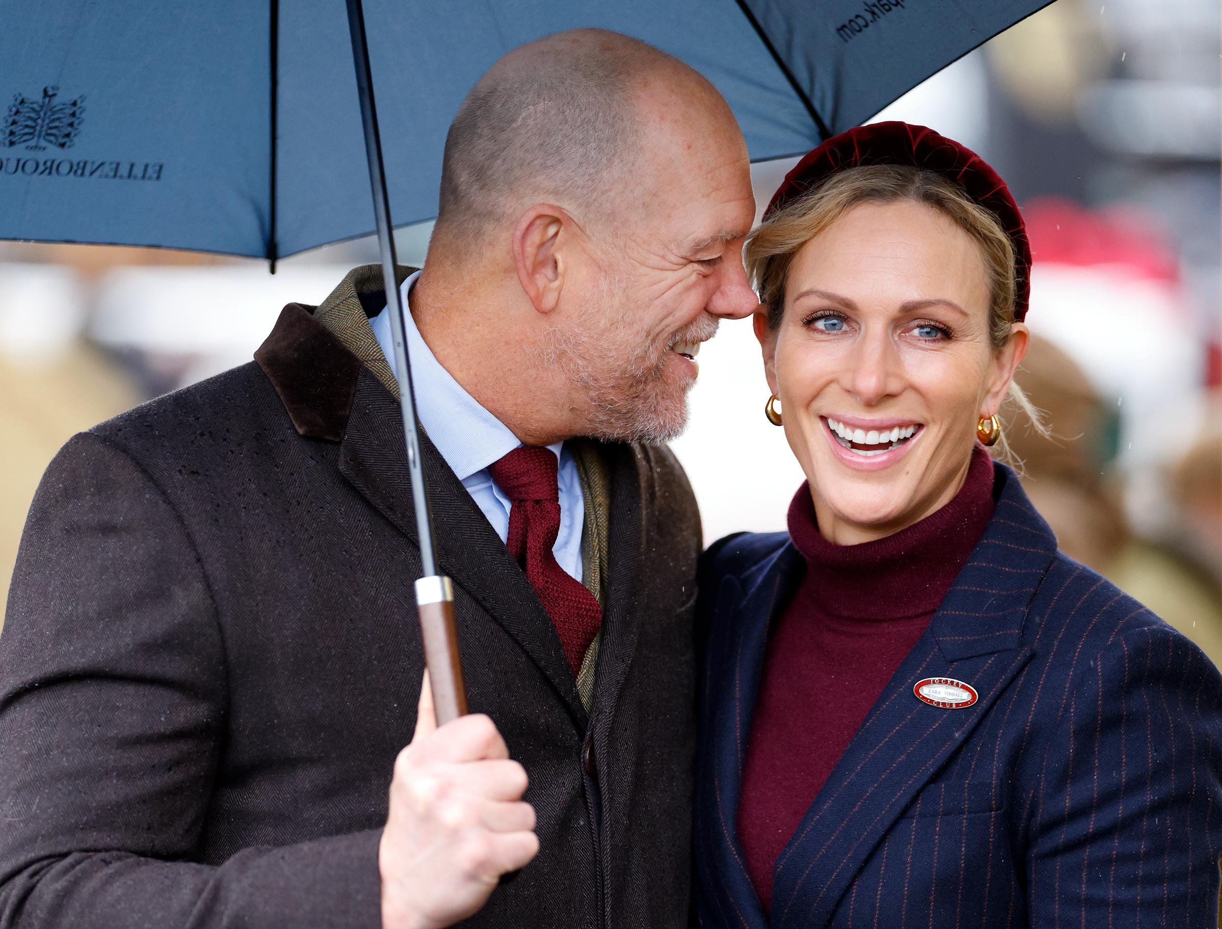 Mike Tindall and Zara Tindall attend the New Year's Day Racing Meet at Cheltenham Racecourse on January 1, 2025 in Cheltenham, England. | Source: Getty Images