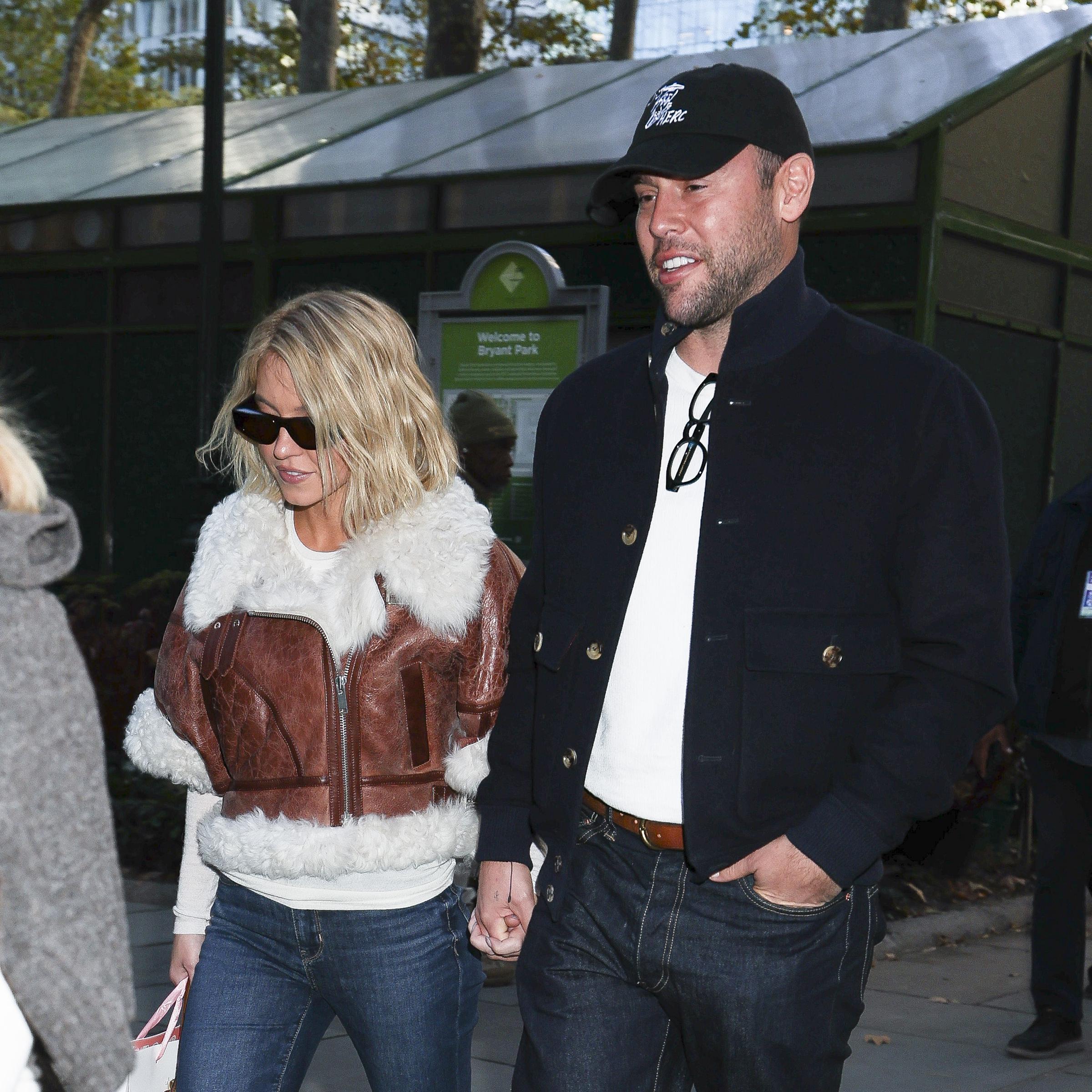 Sydney Sweeney and Scooter Braun are seen in Bryant Park on November 04, 2025 in New York City. | Source: Getty Images