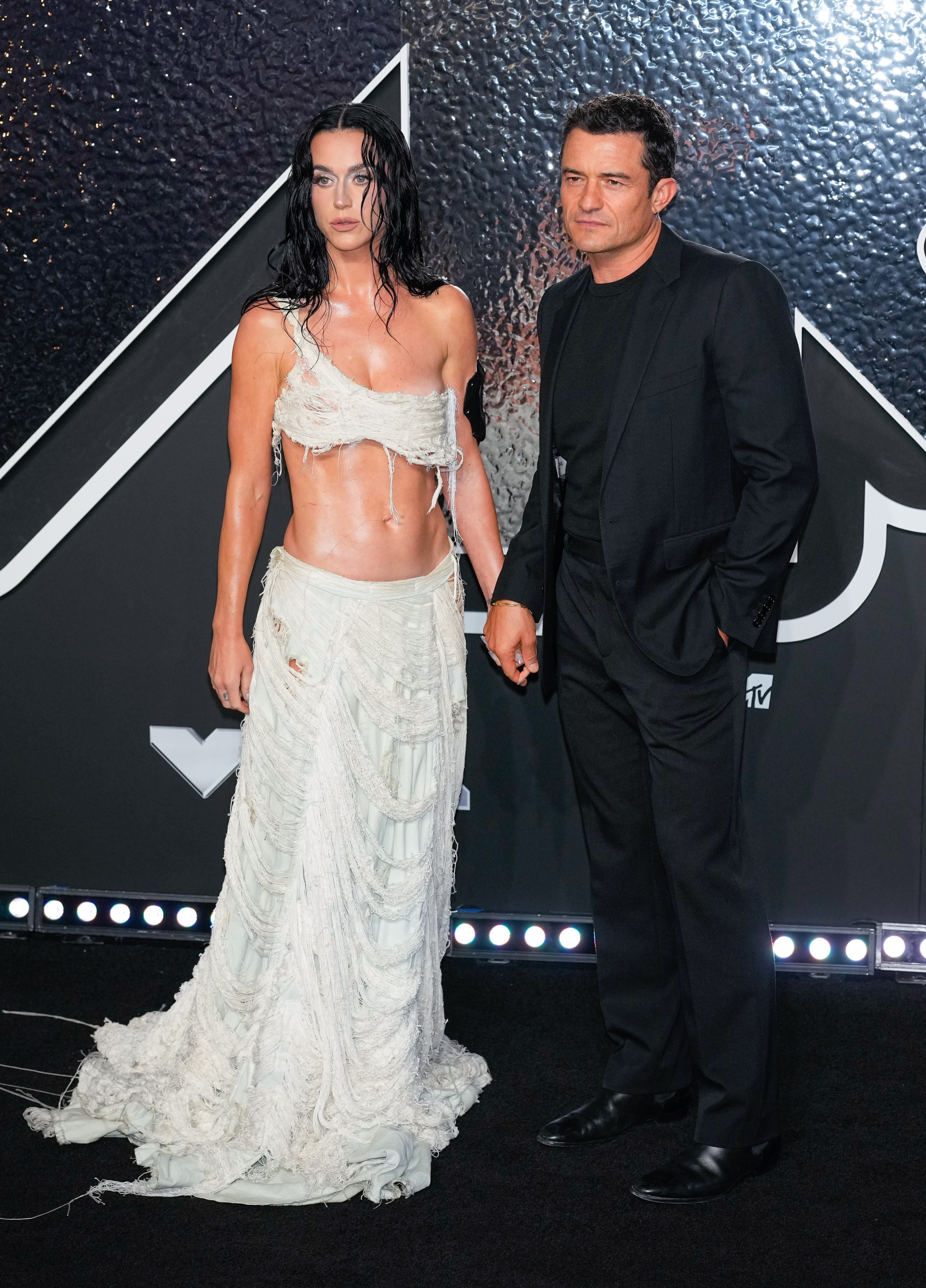 Katy Perry and Orlando Bloom arrive at the 2024 MTV Video Music Awards on September 11, 2024, in New York City. | Source: Getty Images