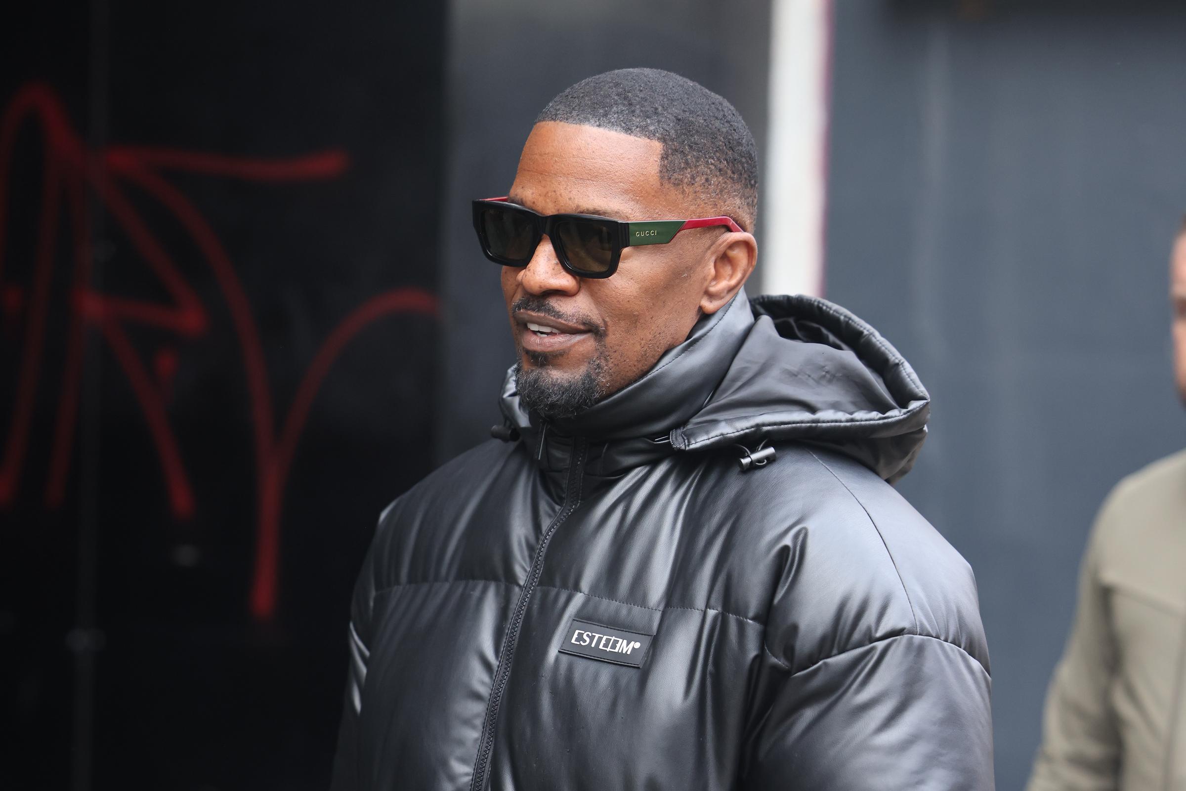 Jamie Foxx promoting new movie 'Back in Action' at Heart Breakfast at Global Radio Studios on January 17, 2025 in London, England. | Source: Getty Images