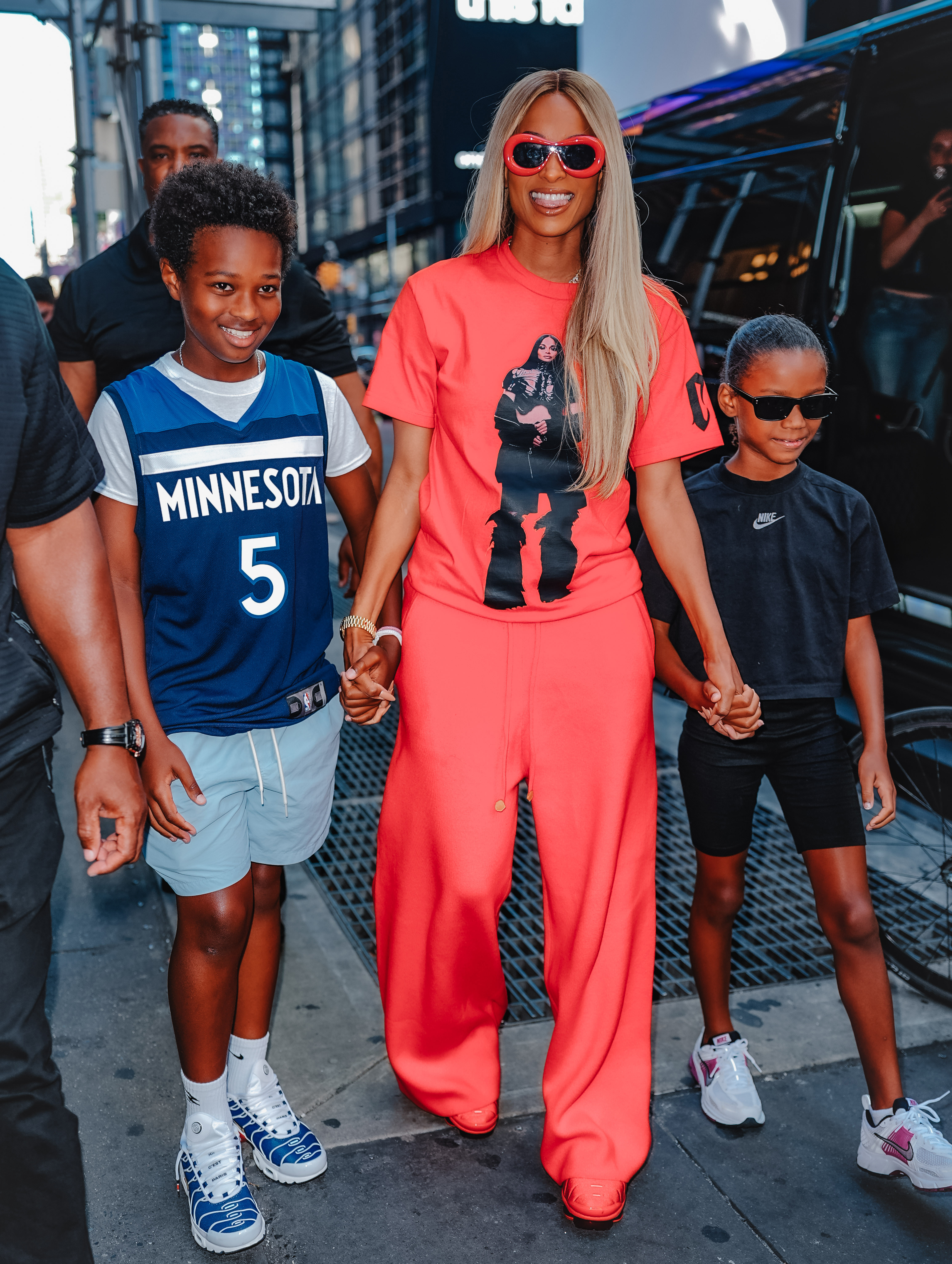 Future Zahir, Ciara and Sienna Princess Wilson seen on August 22, 2025 in New York City | Source: Getty Images