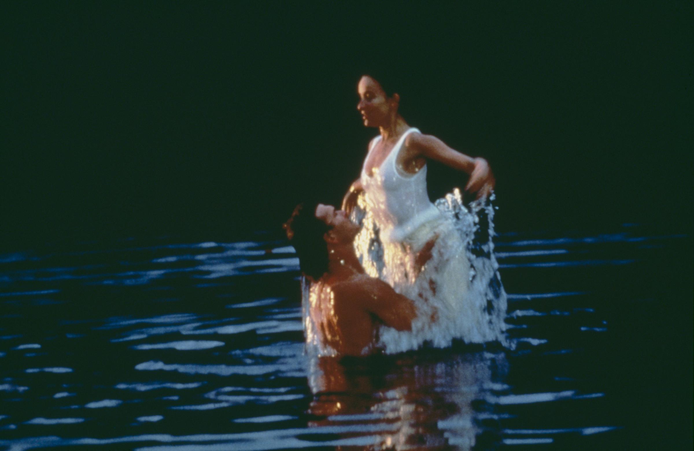 Patrick Swayze and Jennifer Grey in a scene from the film "Dirty Dancing," in 1987. | Source: Getty Images