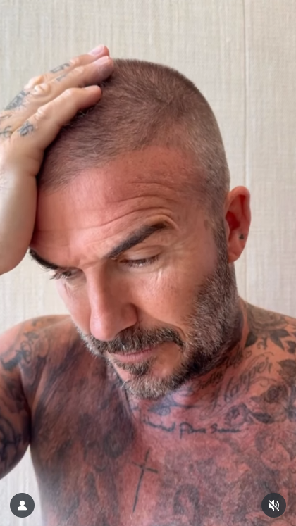 David Beckham after his haircut mishap, in a video shared on Juy 20, 2025. | Source: Instagram/victoriabeckham